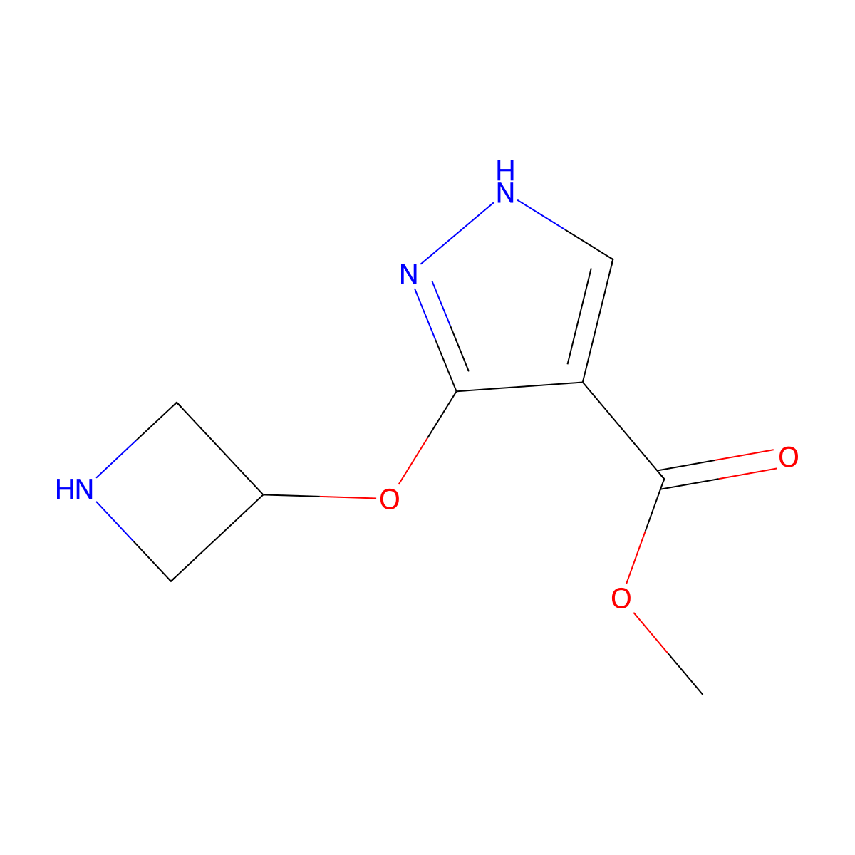 methyl 3-(azetidin-3-yloxy)-1H-pyrazole-4-carboxylate molecular structure, CAS 2757929-10-3