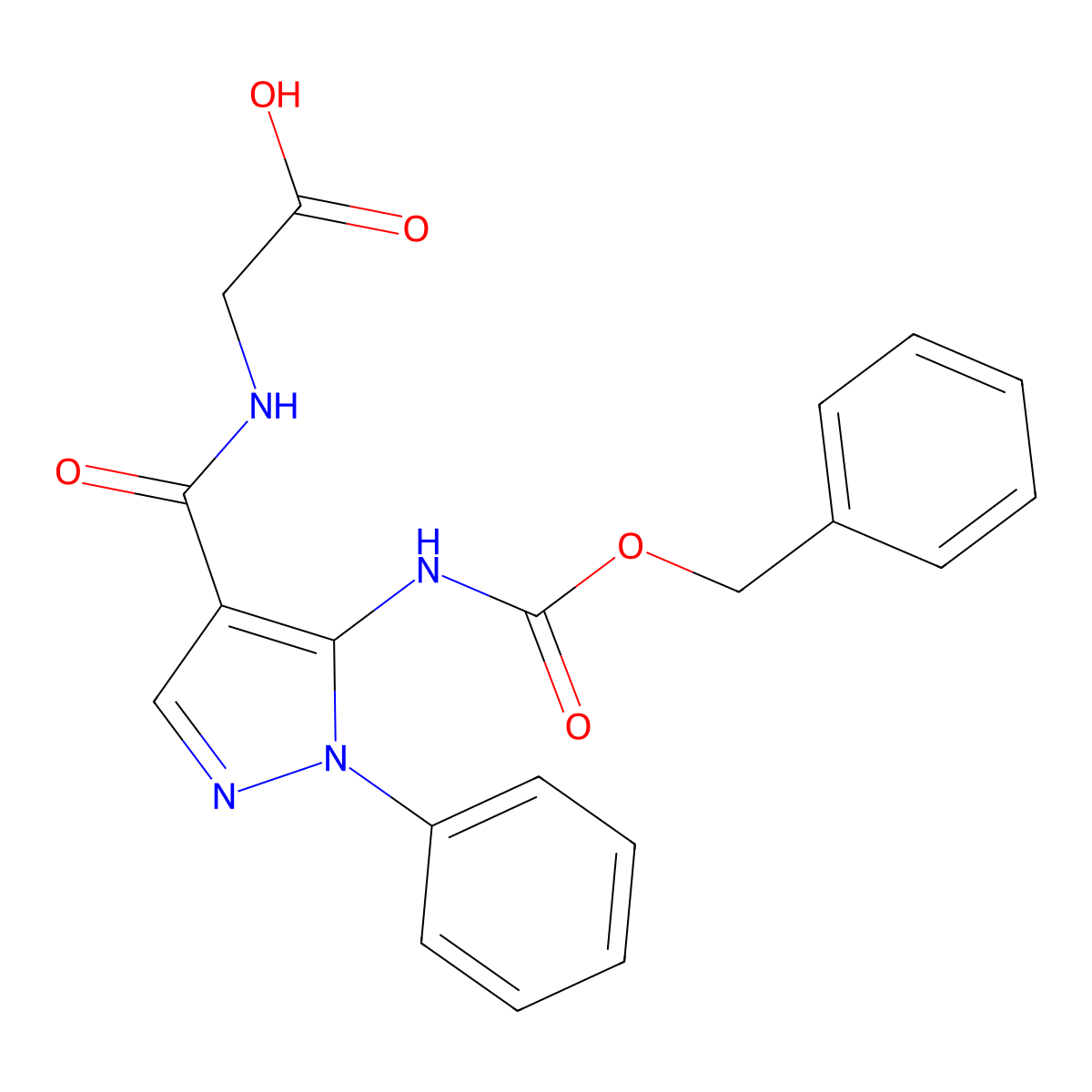 2-[(5-{[(benzyloxy)carbonyl]amino}-1-phenyl-1H-pyrazol-4-yl)formamido]acetic acid molecular structure, CAS 2757929-11-4