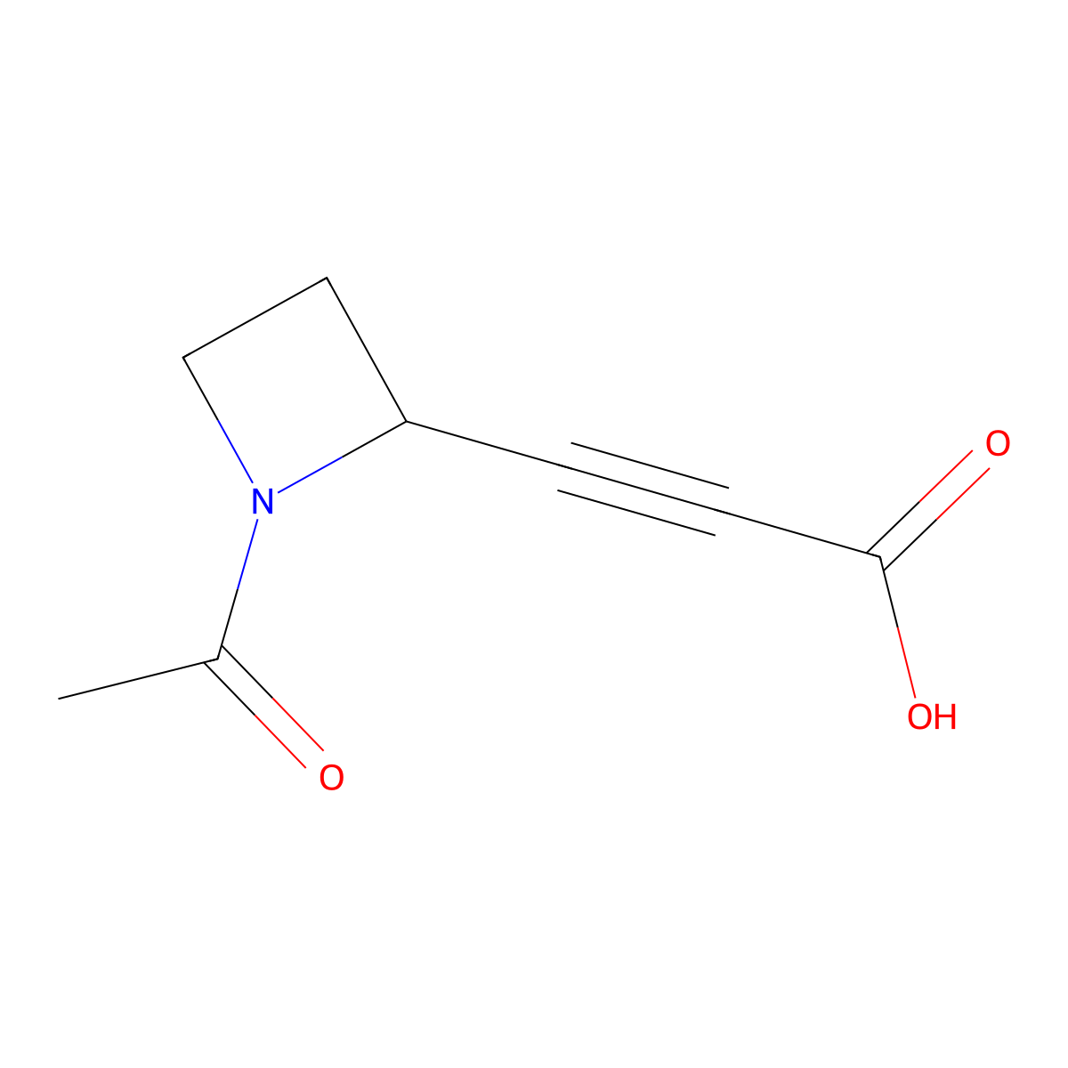 3-(1-Acetylazetidin-2-yl)prop-2-ynoic acid molecular structure, CAS 2757929-12-5