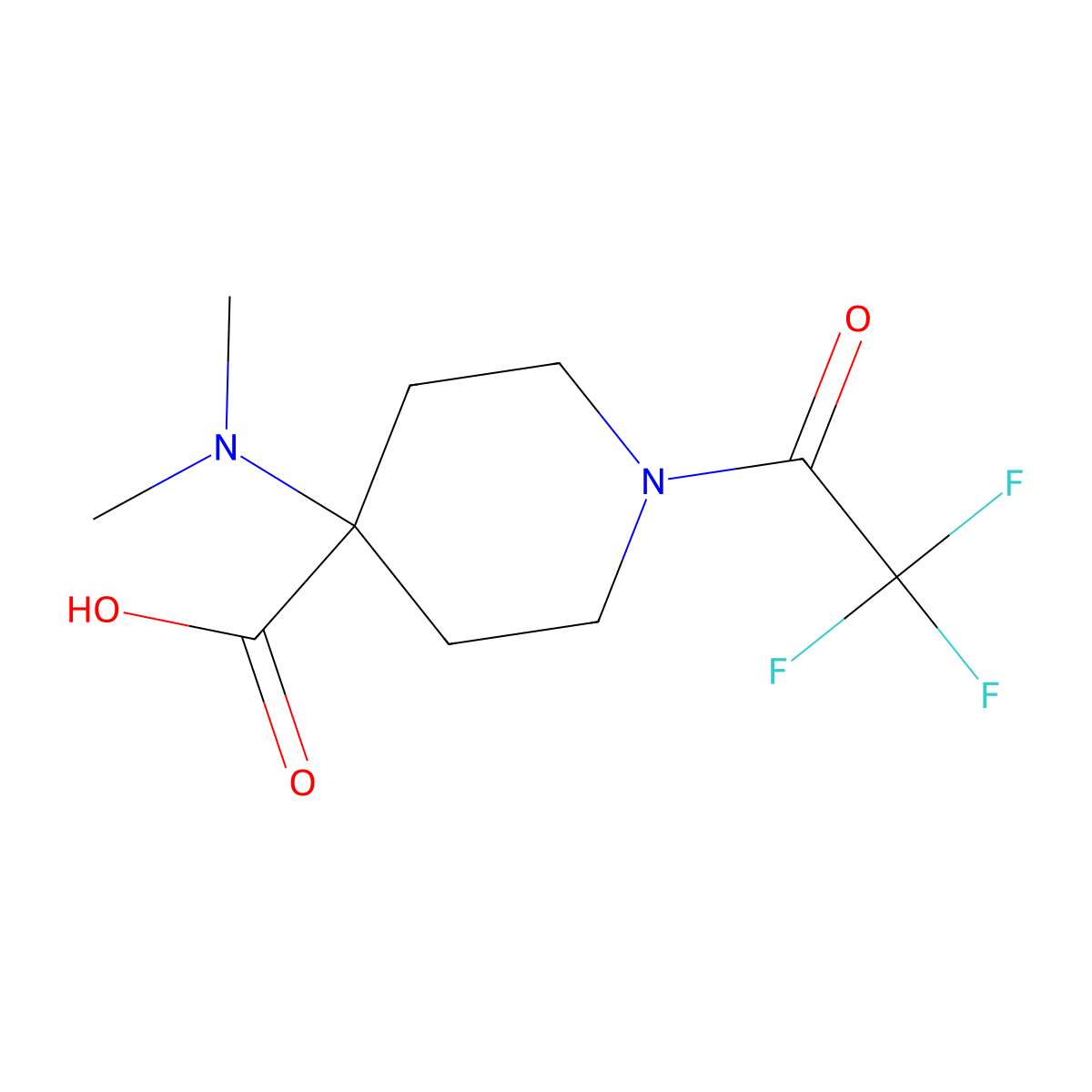 4-(Dimethylamino)-1-(2,2,2-trifluoroacetyl)piperidine-4-carboxylic acid molecular structure, CAS 2757951-13-4