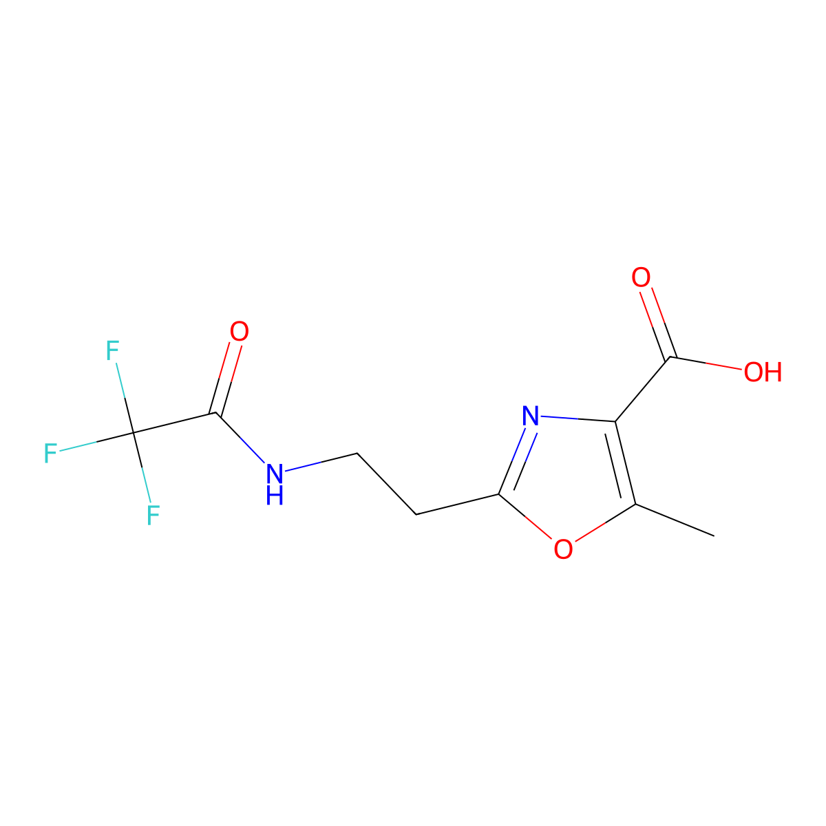 5-Methyl-2-[2-(2,2,2-trifluoroacetamido)ethyl]-1,3-oxazole-4-carboxylic acid molecular structure, CAS 2757951-14-5
