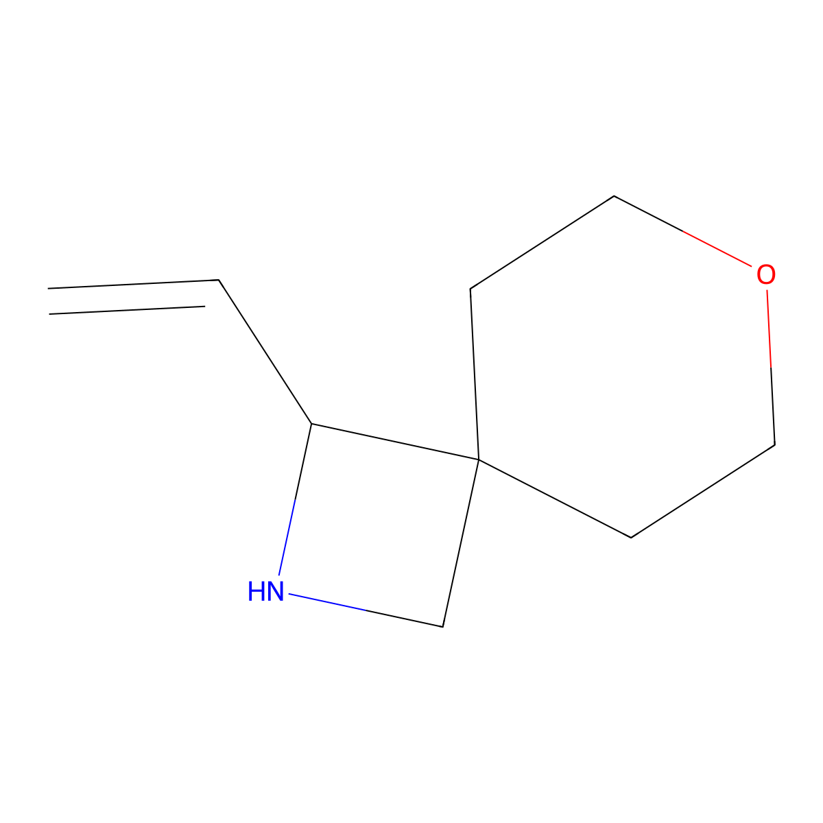 1-Ethenyl-7-oxa-2-azaspiro[3.5]nonane molecular structure, CAS 2757951-15-6