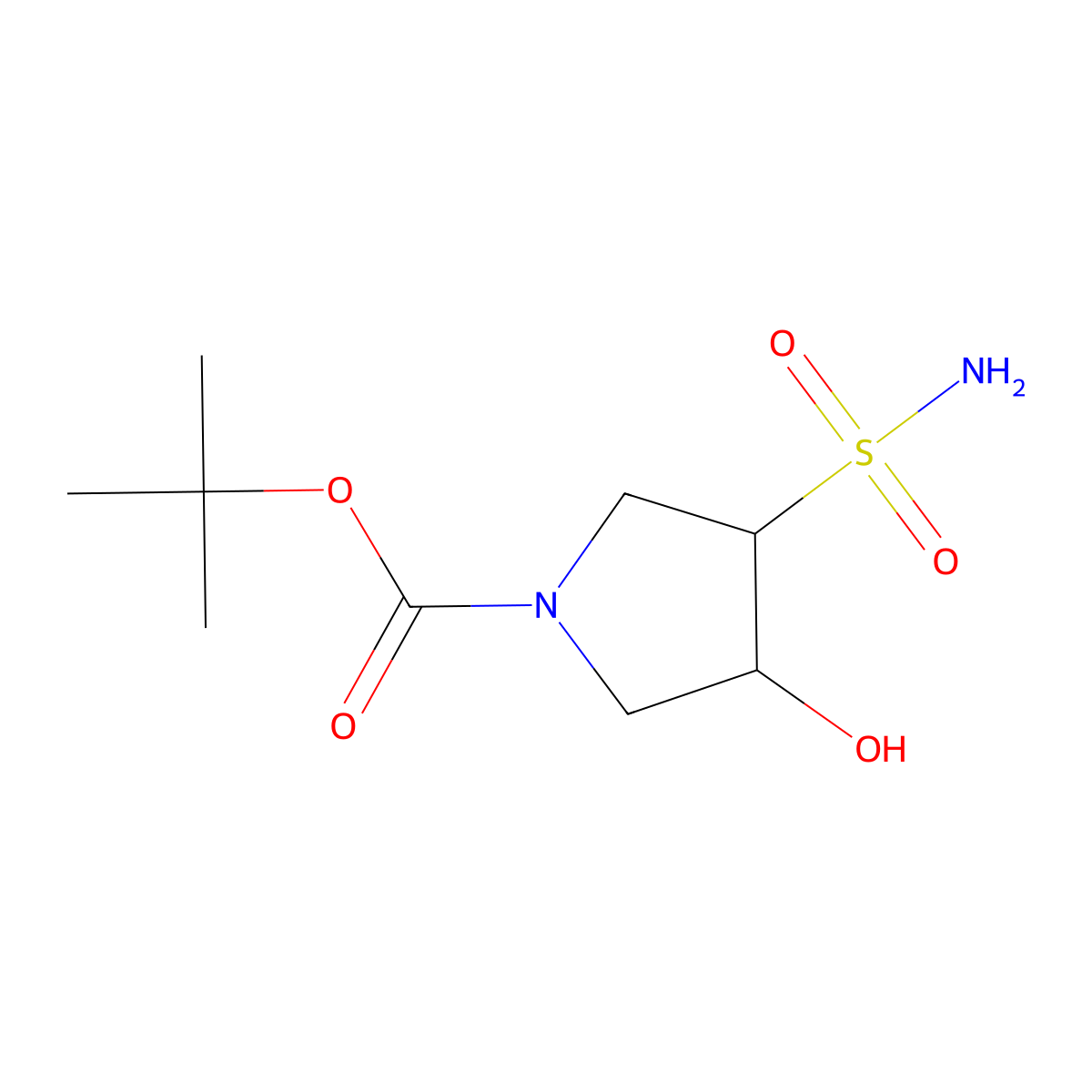 Tert-butyl 3-hydroxy-4-sulfamoylpyrrolidine-1-carboxylate molecular structure, CAS 2757951-23-6