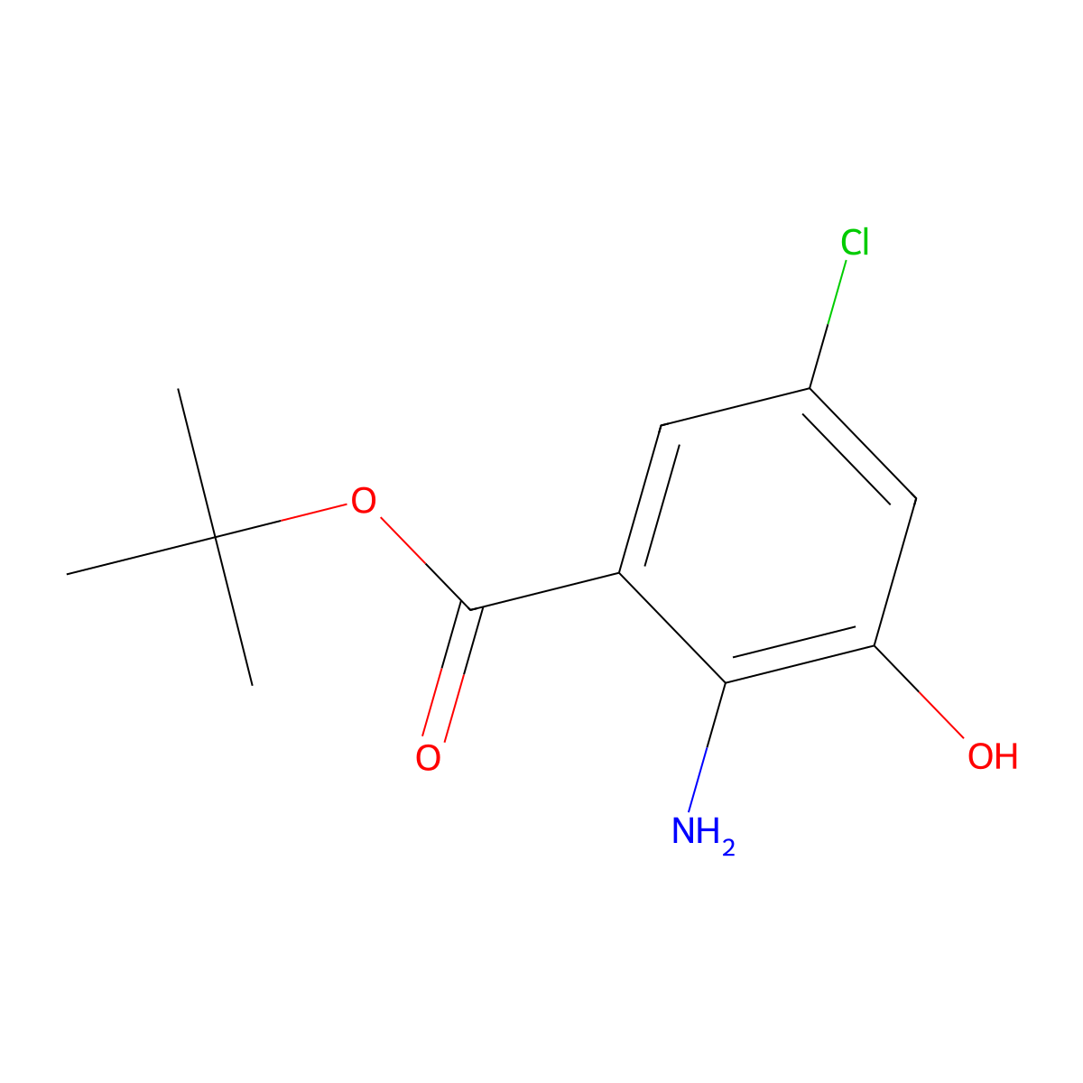 Tert-butyl 2-amino-5-chloro-3-hydroxybenzoate molecular structure, CAS 2757951-28-1