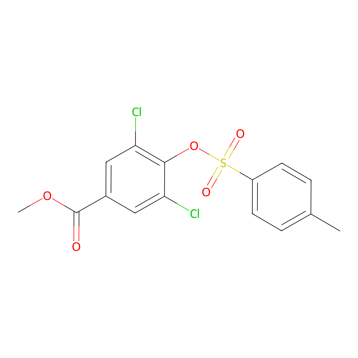 Methyl 3,5-dichloro-4-[(4-methylbenzenesulfonyl)oxy]benzoate molecular structure, CAS 2757951-29-2