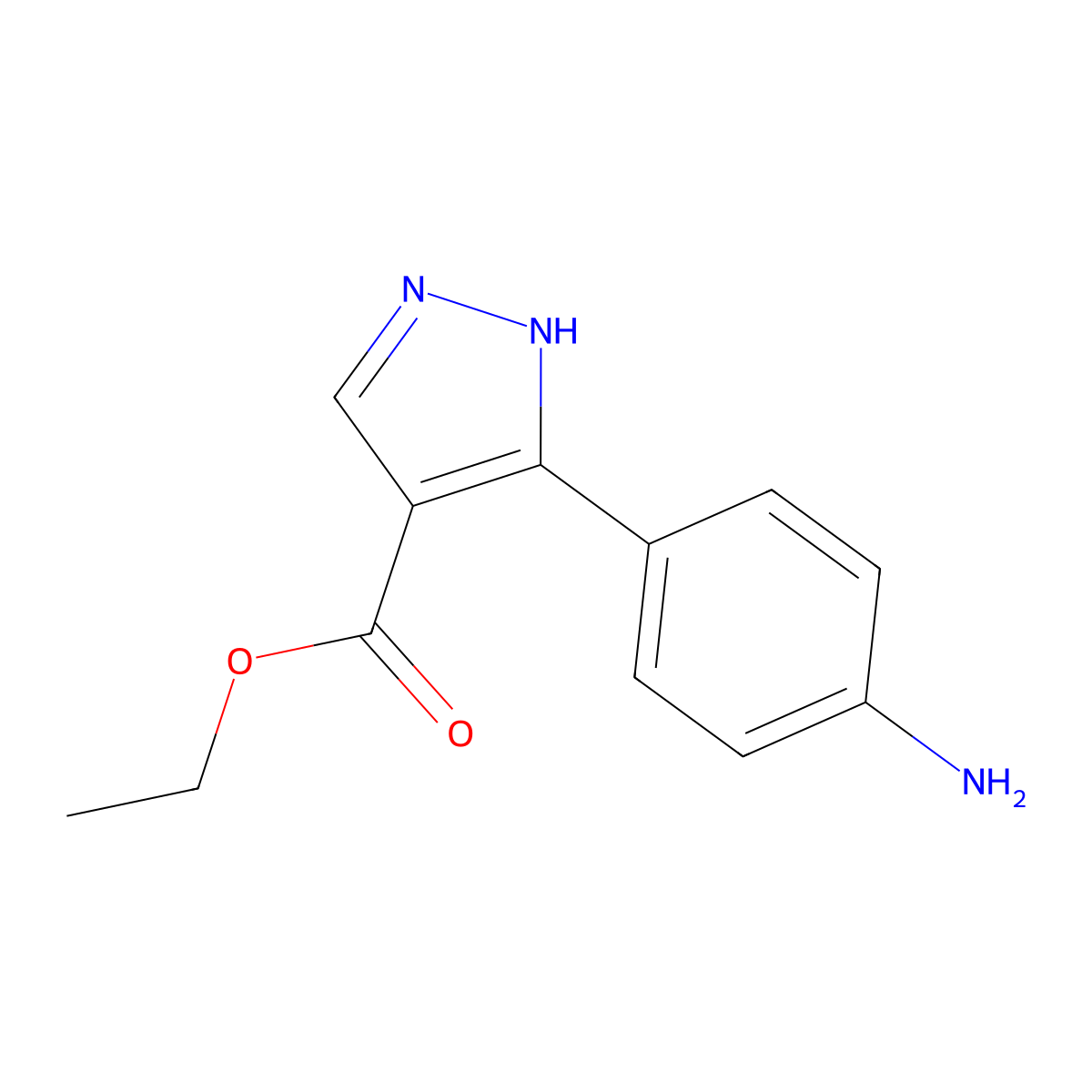 ethyl 3-(4-aminophenyl)-1H-pyrazole-4-carboxylate molecular structure, CAS 2757951-32-7