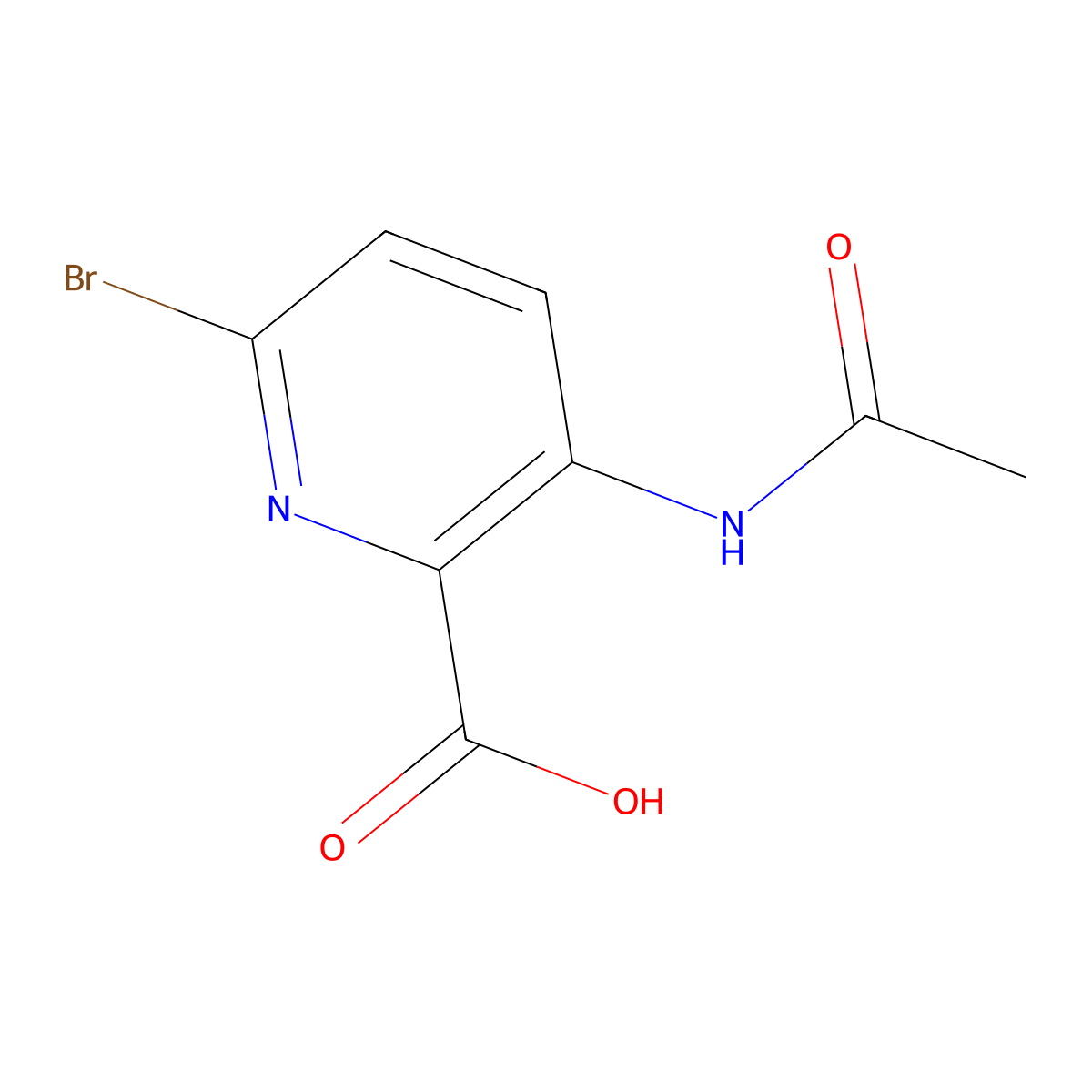 6-Bromo-3-acetamidopyridine-2-carboxylic acid molecular structure, CAS 2757951-33-8