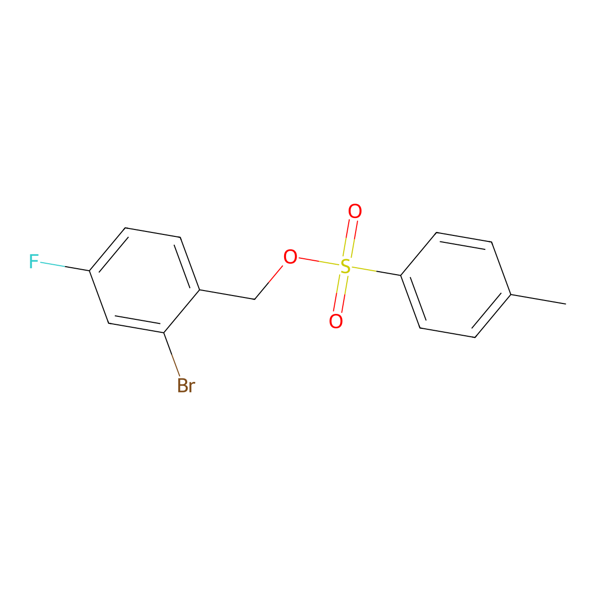 (2-Bromo-4-fluorophenyl)methyl 4-methylbenzene-1-sulfonate molecular structure, CAS 2757951-43-0