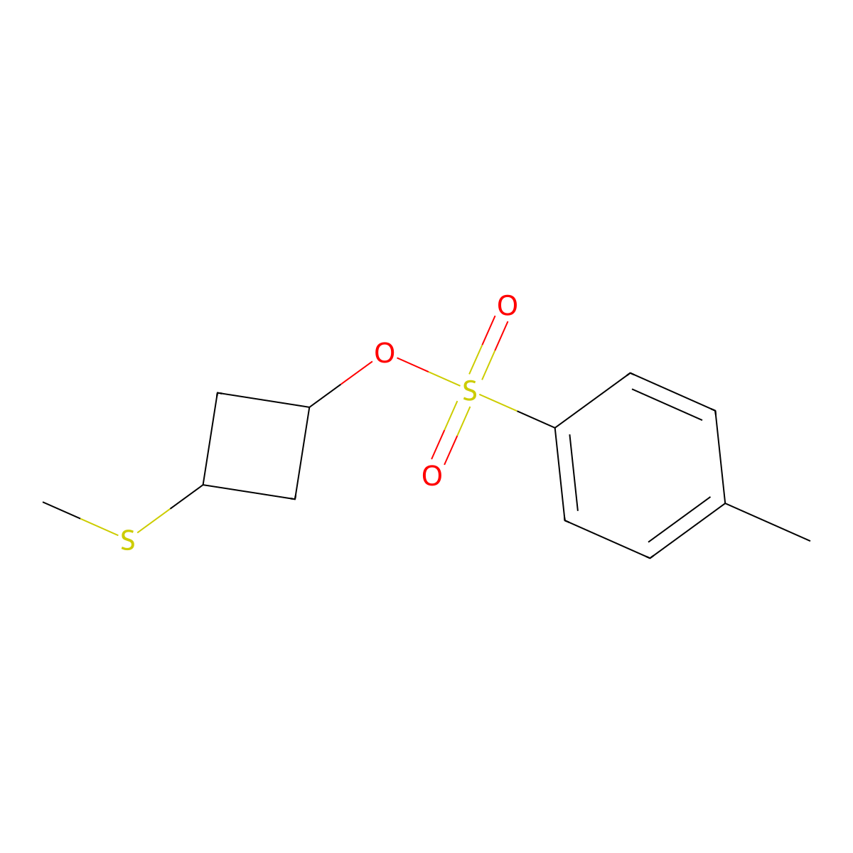 3-(Methylsulfanyl)cyclobutyl 4-methylbenzene-1-sulfonate molecular structure, CAS 2757951-44-1