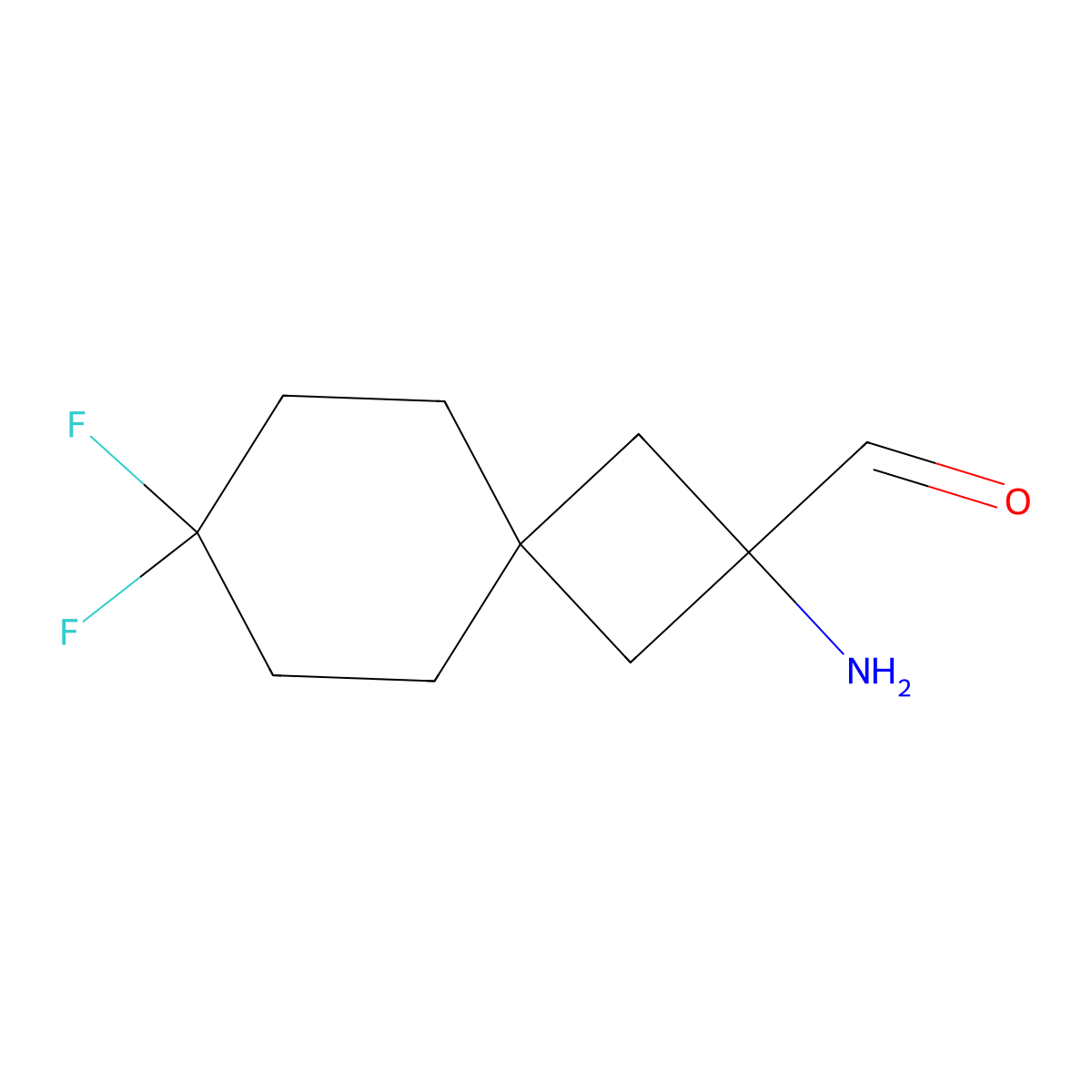 2-Amino-7,7-difluorospiro[3.5]nonane-2-carbaldehyde molecular structure, CAS 2757951-48-5