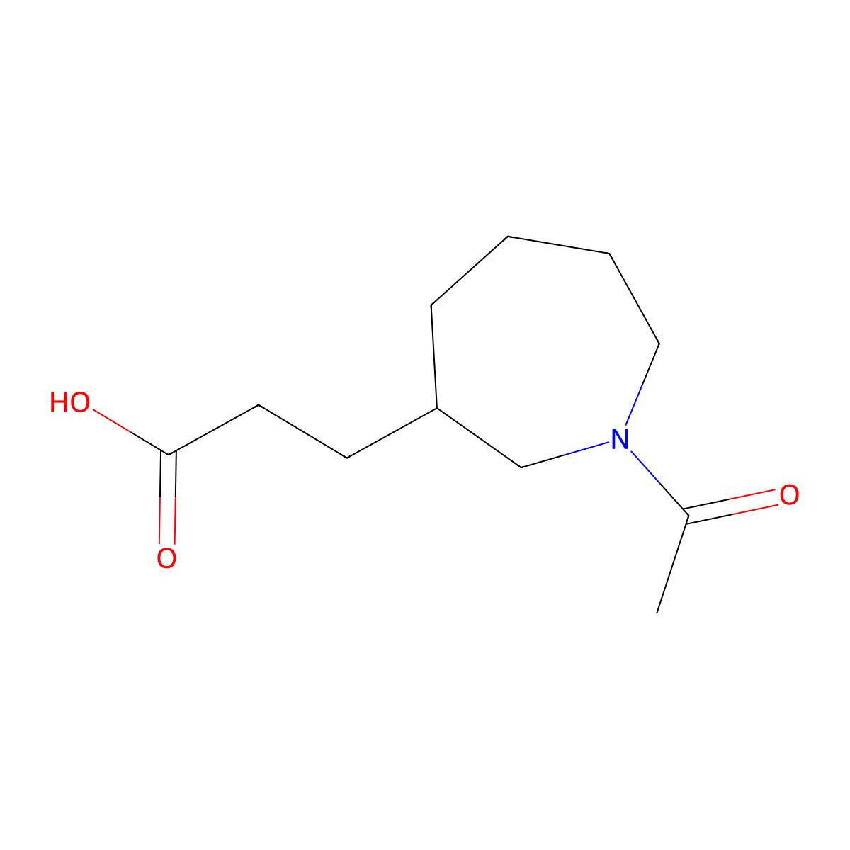 3-(1-Acetylazepan-3-yl)propanoic acid molecular structure, CAS 2757951-52-1