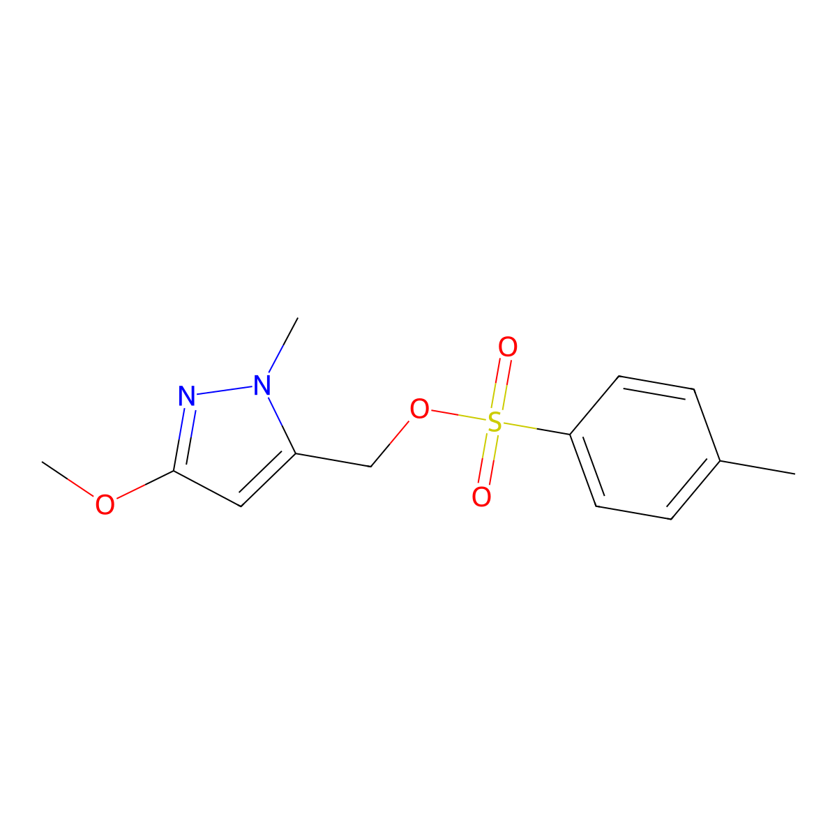 (3-methoxy-1-methyl-1H-pyrazol-5-yl)methyl 4-methylbenzene-1-sulfonate molecular structure, CAS 2757951-66-7
