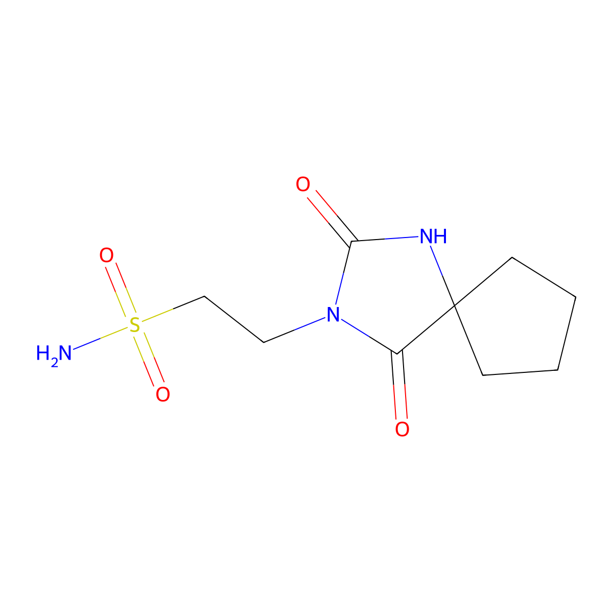 2-{2,4-Dioxo-1,3-diazaspiro[4.4]nonan-3-yl}ethane-1-sulfonamide molecular structure, CAS 2757951-68-9