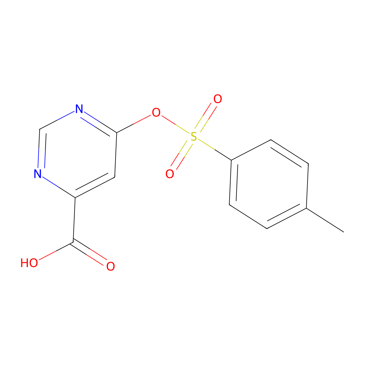 6-[(4-Methylbenzenesulfonyl)oxy]pyrimidine-4-carboxylic acid molecular structure, CAS 2757951-79-2