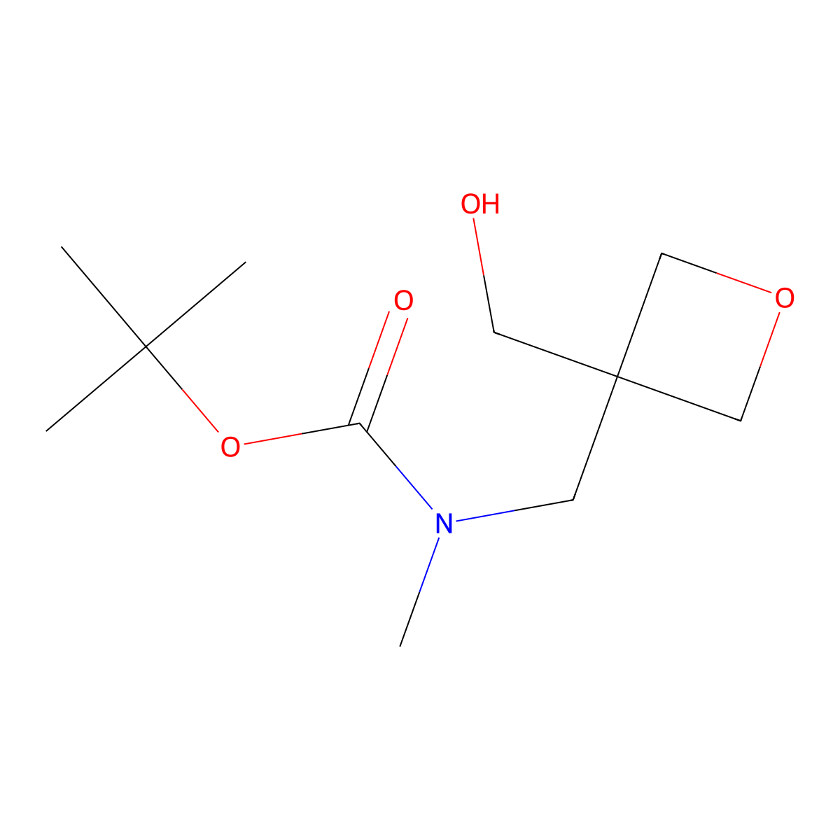 tert-butyl N-{[3-(hydroxymethyl)oxetan-3-yl]methyl}-N-methylcarbamate molecular structure, CAS 2757951-80-5