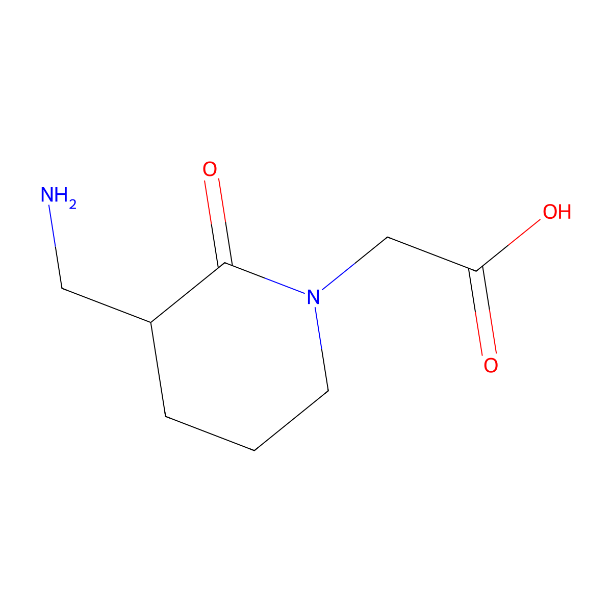 2-[3-(Aminomethyl)-2-oxopiperidin-1-yl]acetic acid molecular structure, CAS 2757951-84-9