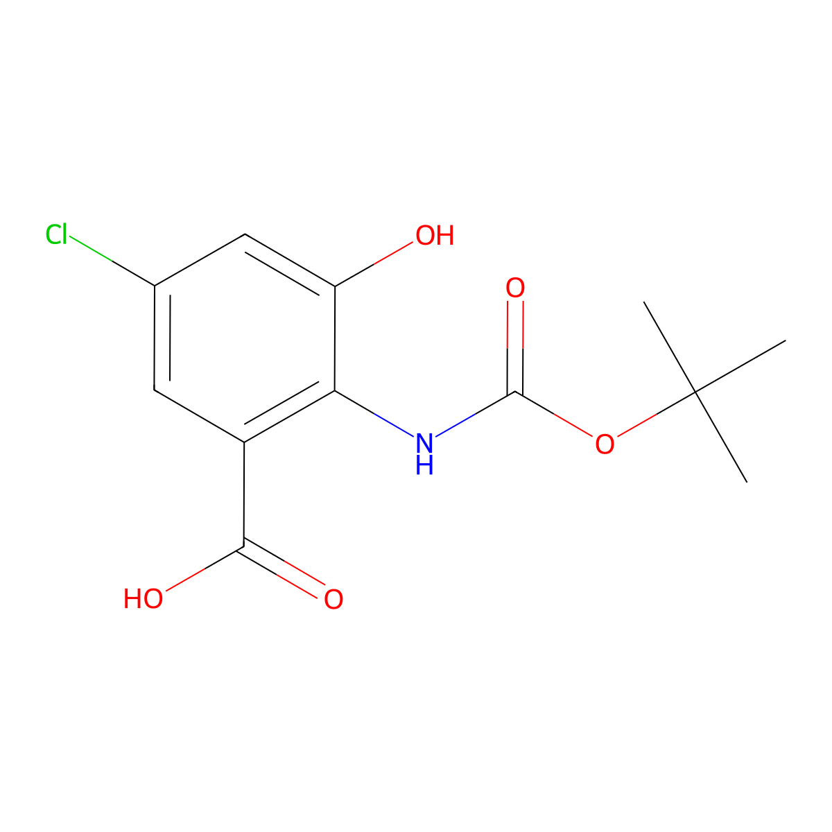 2-{[(Tert-butoxy)carbonyl]amino}-5-chloro-3-hydroxybenzoic acid molecular structure, CAS 2757951-97-4
