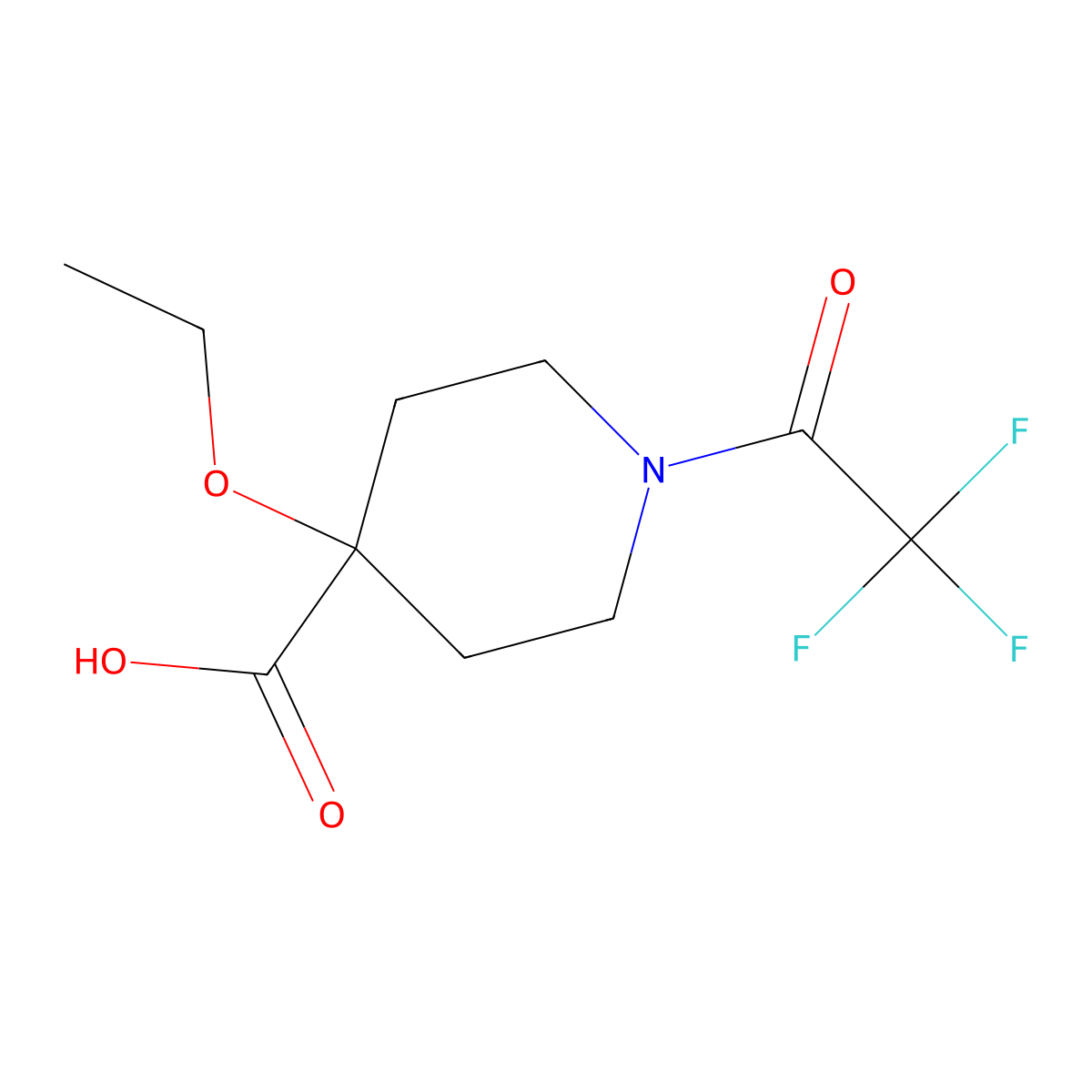 4-Ethoxy-1-(2,2,2-trifluoroacetyl)piperidine-4-carboxylic acid molecular structure, CAS 2757951-99-6