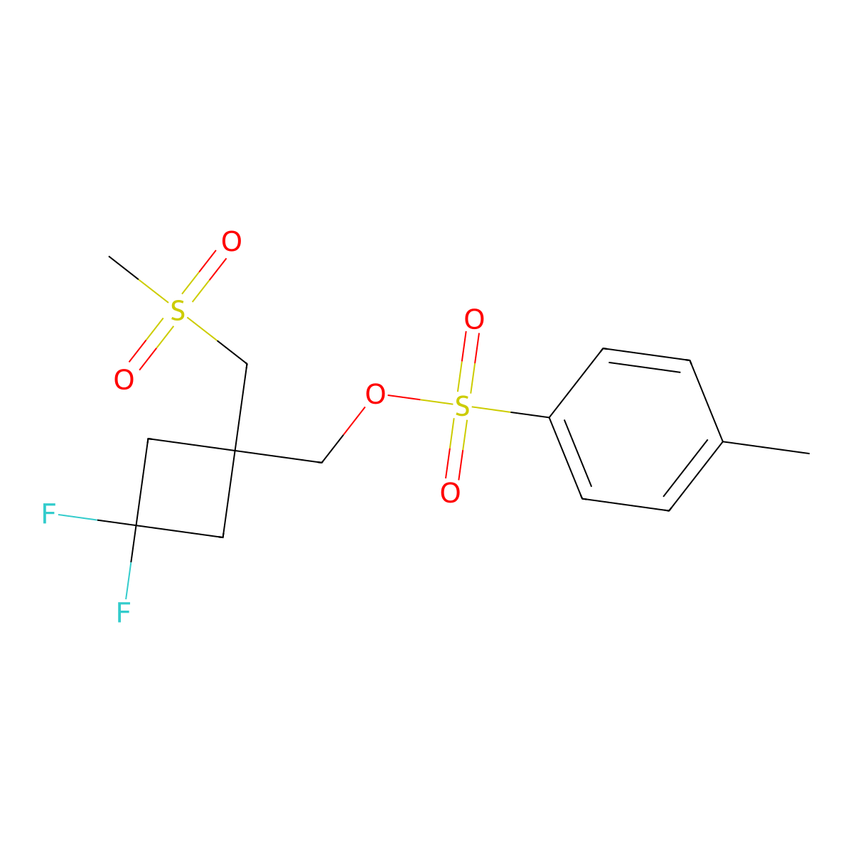 [3,3-Difluoro-1-(methanesulfonylmethyl)cyclobutyl]methyl 4-methylbenzene-1-sulfonate molecular structure, CAS 2757952-06-8