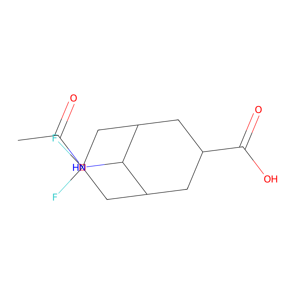 9-Acetamido-7,7-difluorobicyclo[3.3.1]nonane-3-carboxylic acid molecular structure, CAS 2757952-08-0