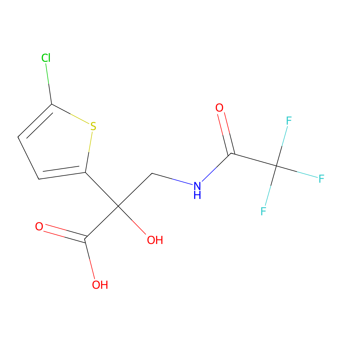 2-(5-Chlorothiophen-2-yl)-2-hydroxy-3-(2,2,2-trifluoroacetamido)propanoic acid molecular structure, CAS 2757952-18-2