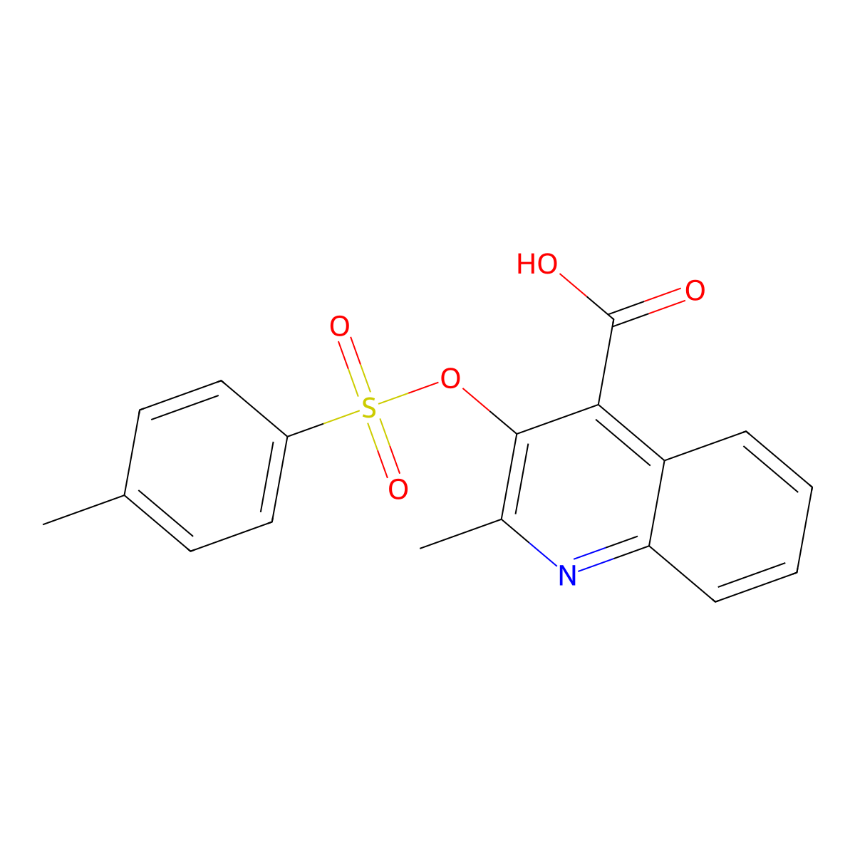 2-Methyl-3-[(4-methylbenzenesulfonyl)oxy]quinoline-4-carboxylic acid molecular structure, CAS 2757952-23-9