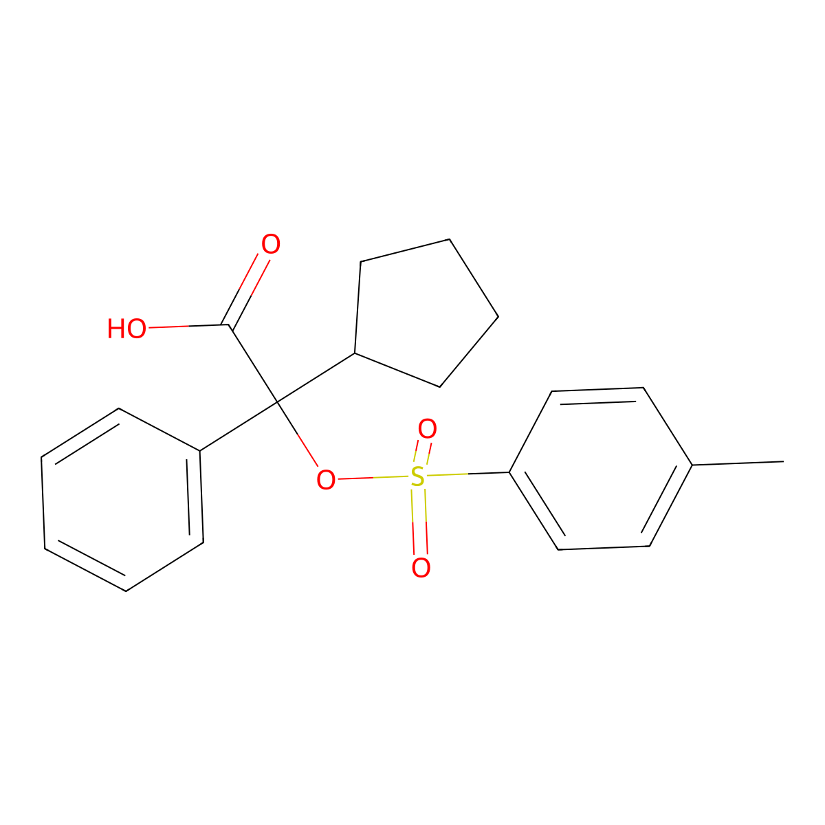 2-Cyclopentyl-2-[(4-methylbenzenesulfonyl)oxy]-2-phenylacetic acid molecular structure, CAS 2757952-29-5