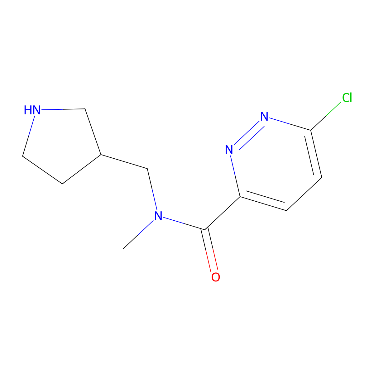 6-chloro-N-methyl-N-[(pyrrolidin-3-yl)methyl]pyridazine-3-carboxamide molecular structure, CAS 2757952-33-1