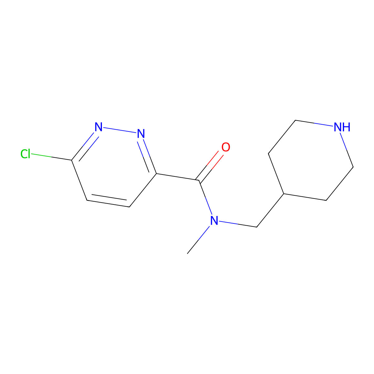 6-chloro-N-methyl-N-[(piperidin-4-yl)methyl]pyridazine-3-carboxamide molecular structure, CAS 2757952-39-7