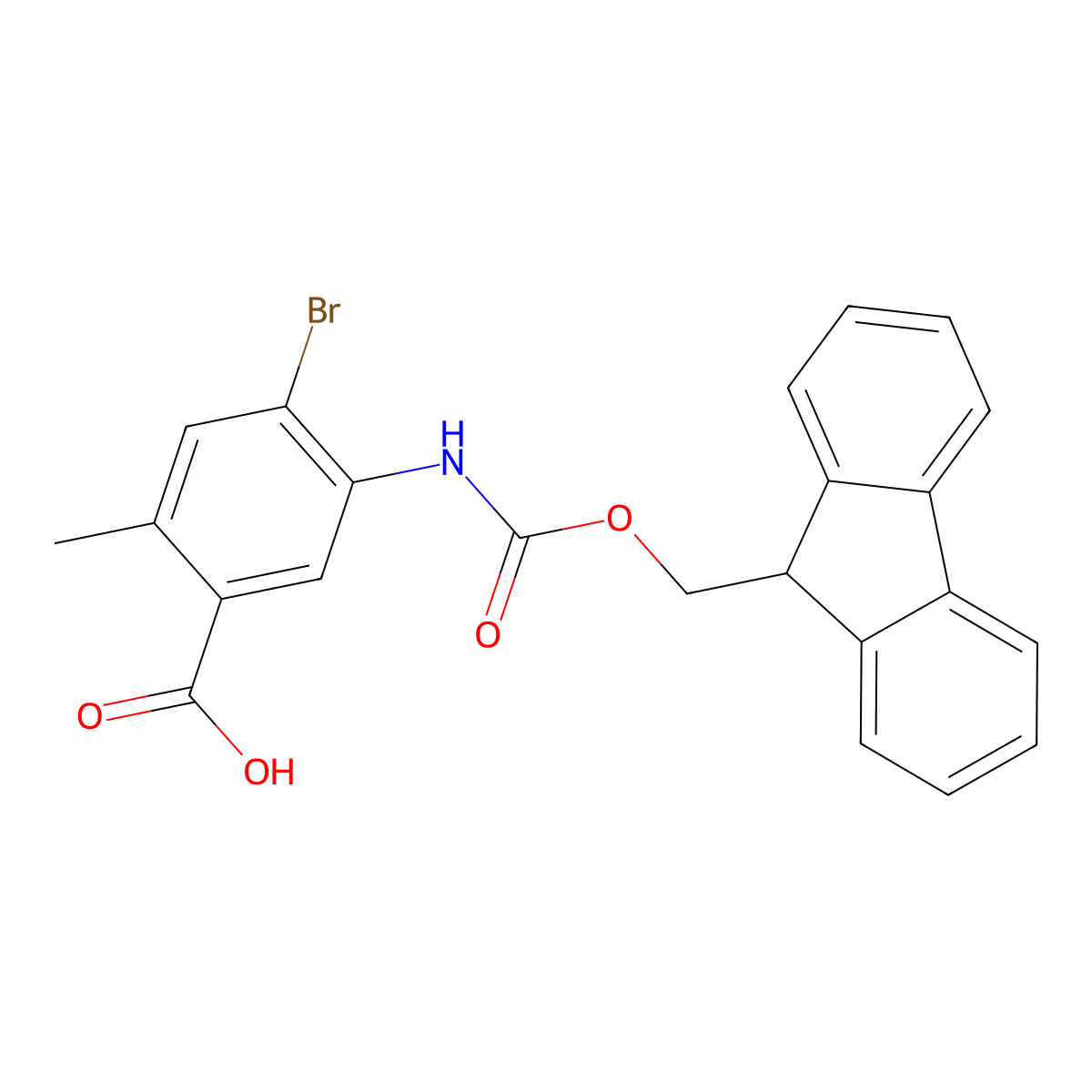 4-bromo-5-({[(9H-fluoren-9-yl)methoxy]carbonyl}amino)-2-methylbenzoic acid molecular structure, CAS 2757952-43-3