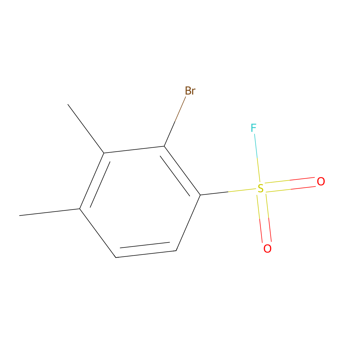 2-Bromo-3,4-dimethylbenzene-1-sulfonyl fluoride molecular structure, CAS 2757952-47-7