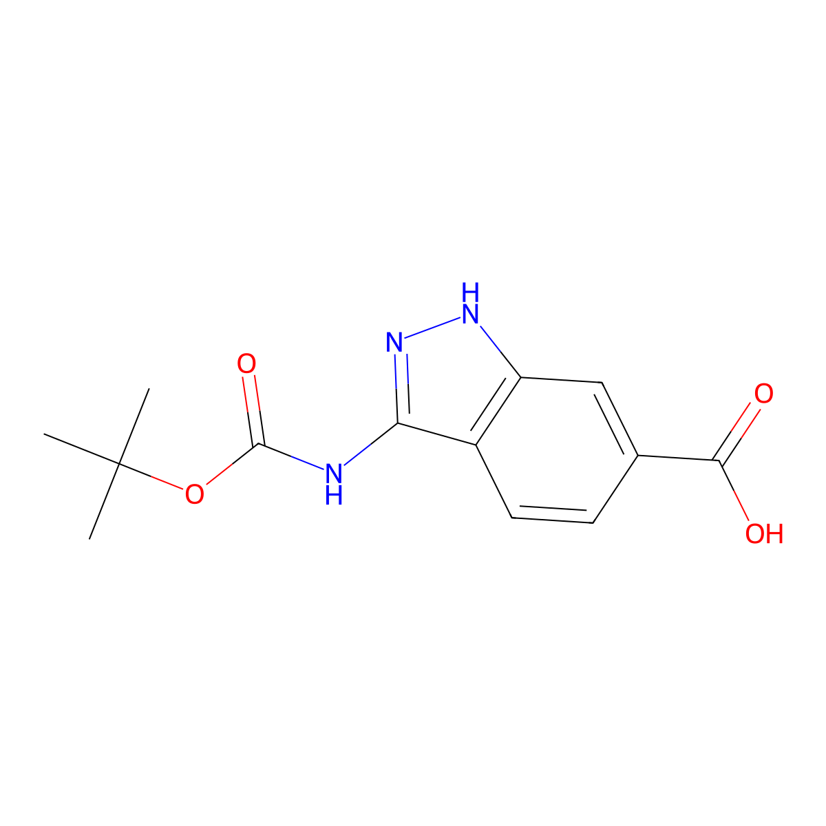 3-{[(tert-butoxy)carbonyl]amino}-1H-indazole-6-carboxylic acid molecular structure, CAS 2757952-56-8