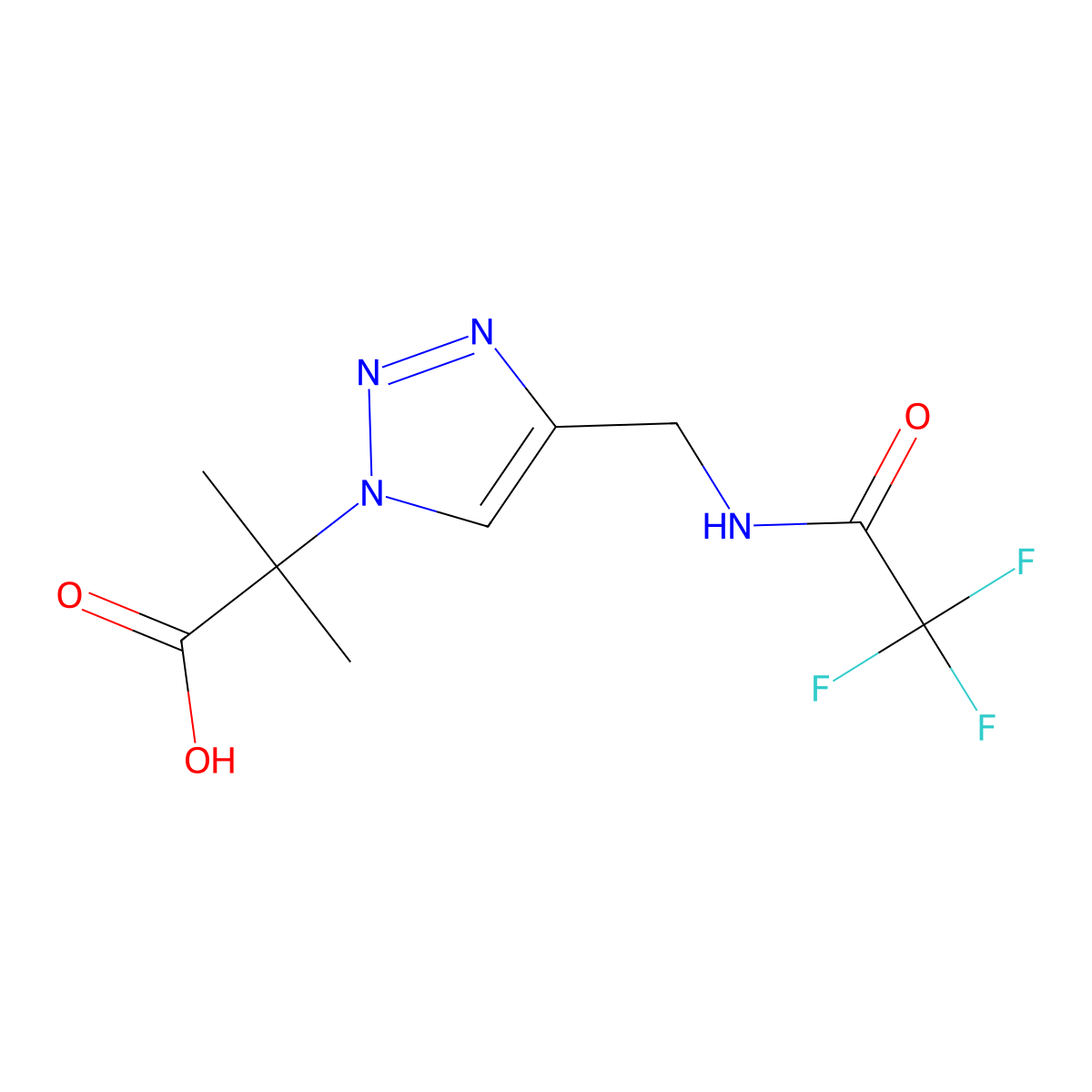 2-methyl-2-{4-[(2,2,2-trifluoroacetamido)methyl]-1H-1,2,3-triazol-1-yl}propanoic acid molecular structure, CAS 2757952-60-4