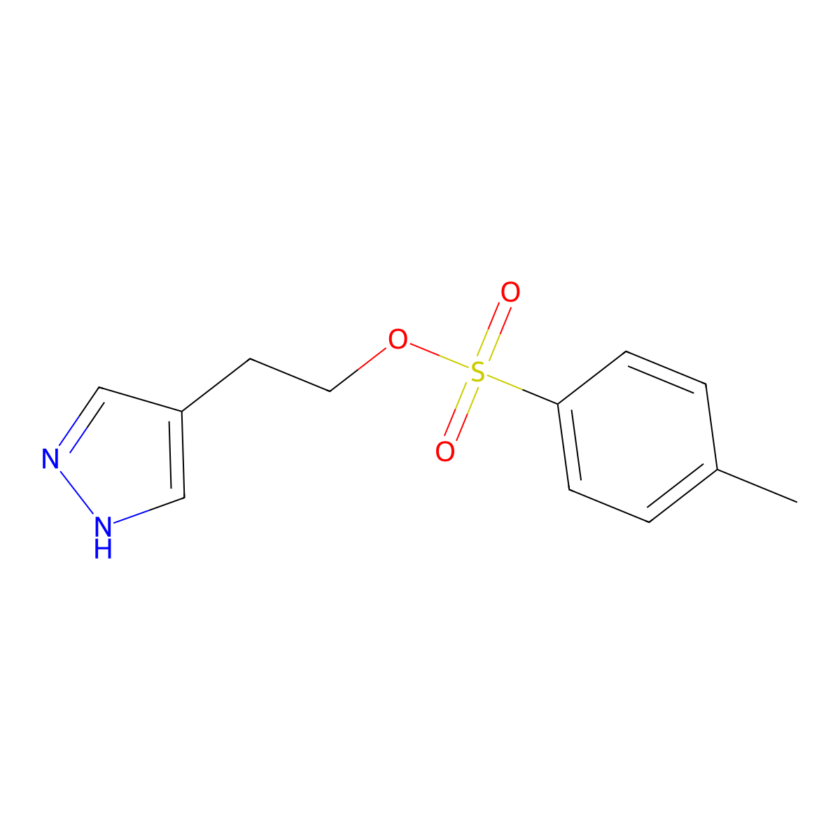 2-(1H-pyrazol-4-yl)ethyl 4-methylbenzene-1-sulfonate molecular structure, CAS 2757952-64-8