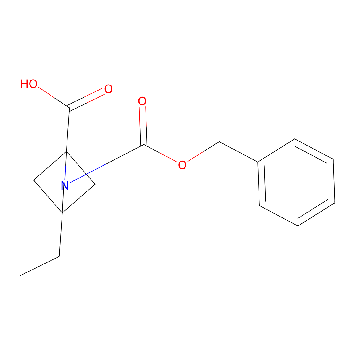 2-[(Benzyloxy)carbonyl]-4-ethyl-2-azabicyclo[2.1.1]hexane-1-carboxylic acid molecular structure, CAS 2757952-73-9