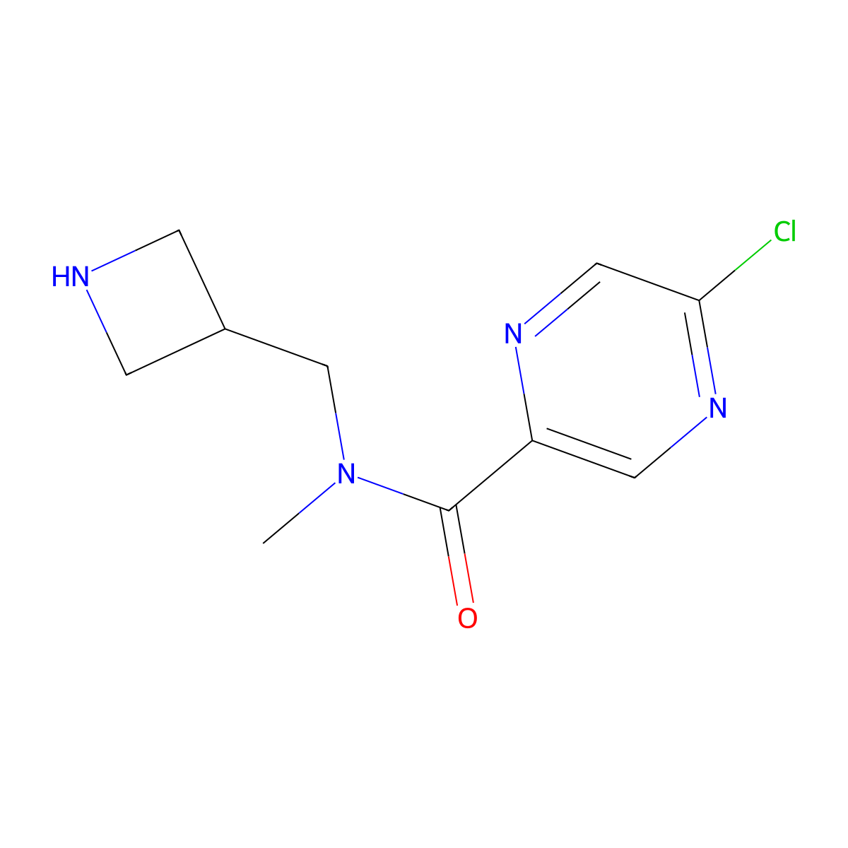 N-[(azetidin-3-yl)methyl]-5-chloro-N-methylpyrazine-2-carboxamide molecular structure, CAS 2757952-75-1
