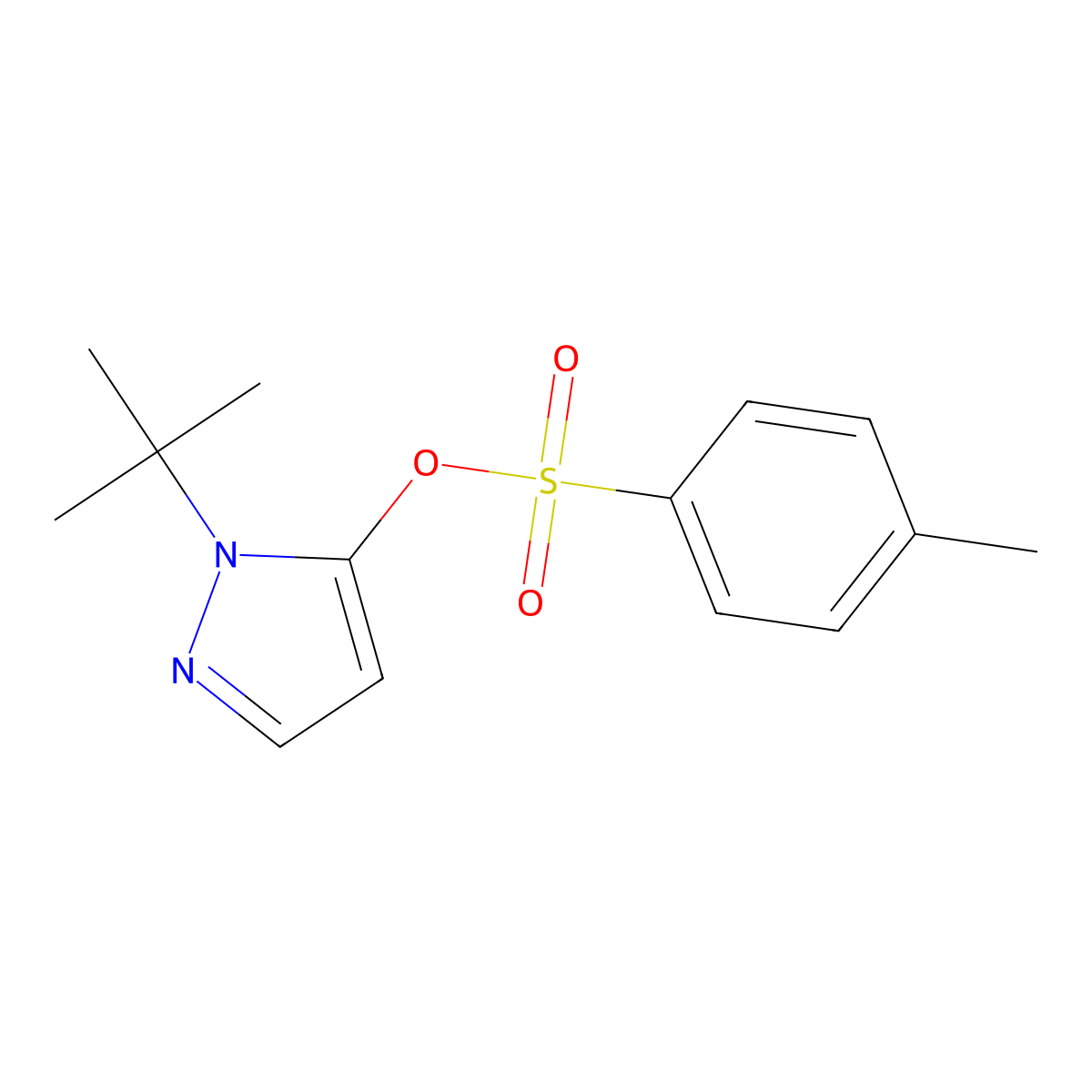 1-tert-butyl-1H-pyrazol-5-yl 4-methylbenzene-1-sulfonate molecular structure, CAS 2757952-80-8