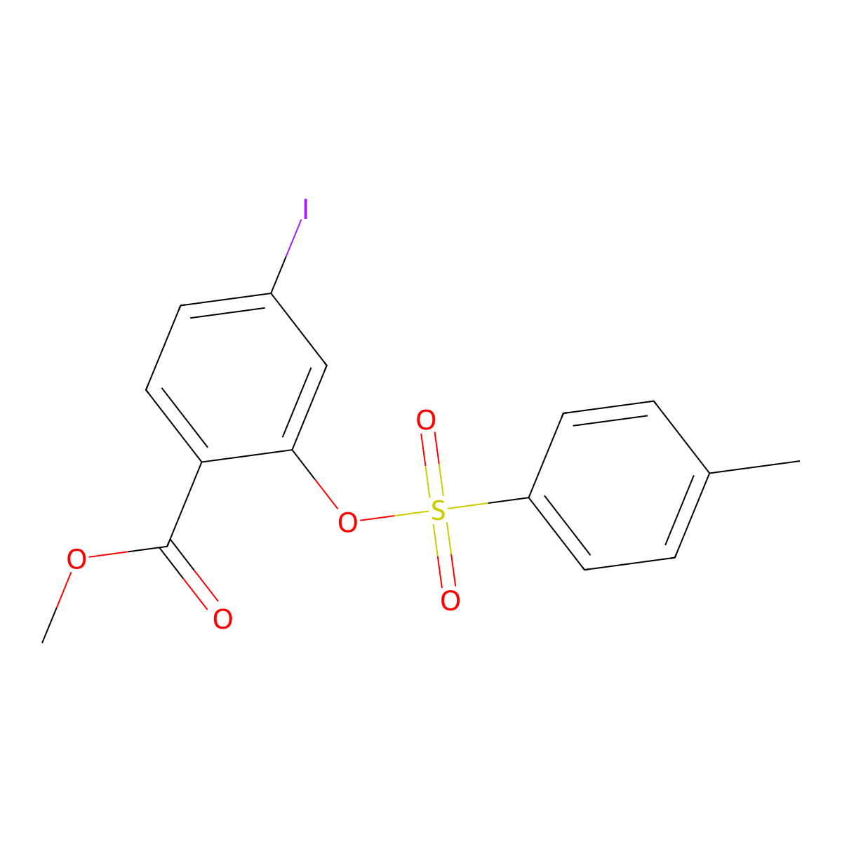 Methyl 4-iodo-2-[(4-methylbenzenesulfonyl)oxy]benzoate molecular structure, CAS 2757952-86-4