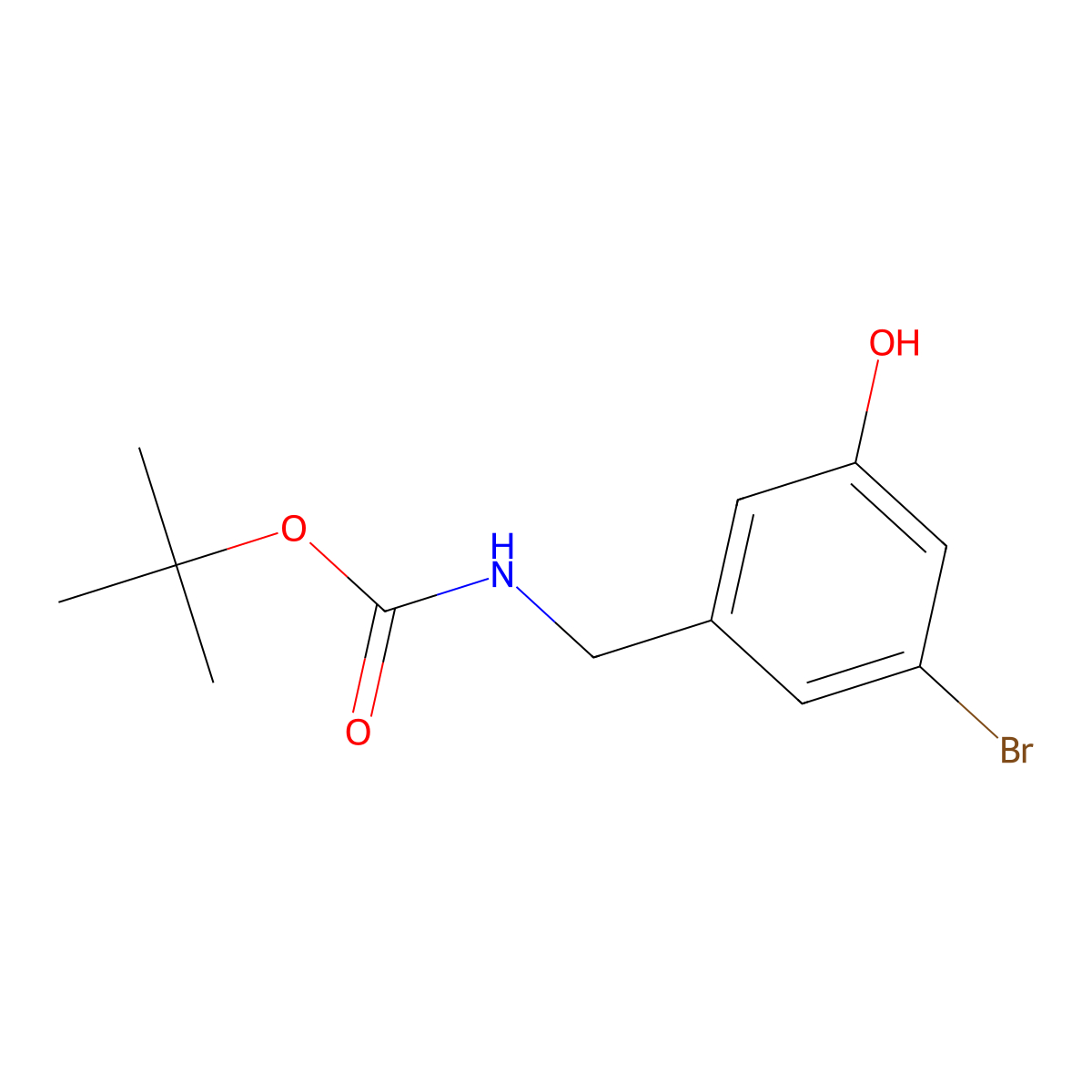 tert-butyl N-[(3-bromo-5-hydroxyphenyl)methyl]carbamate molecular structure, CAS 2757952-97-7