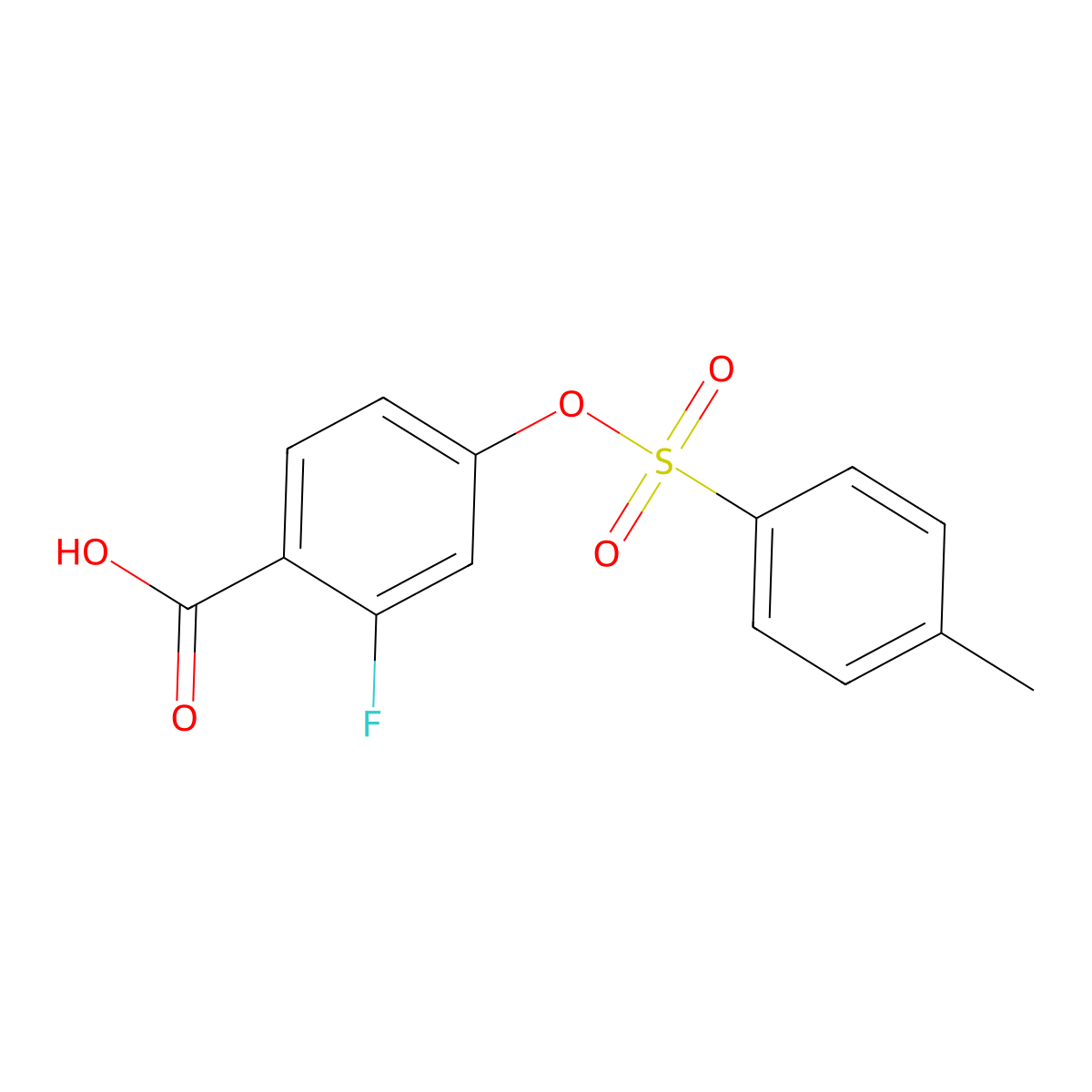 2-Fluoro-4-[(4-methylbenzenesulfonyl)oxy]benzoic acid molecular structure, CAS 2757953-00-5