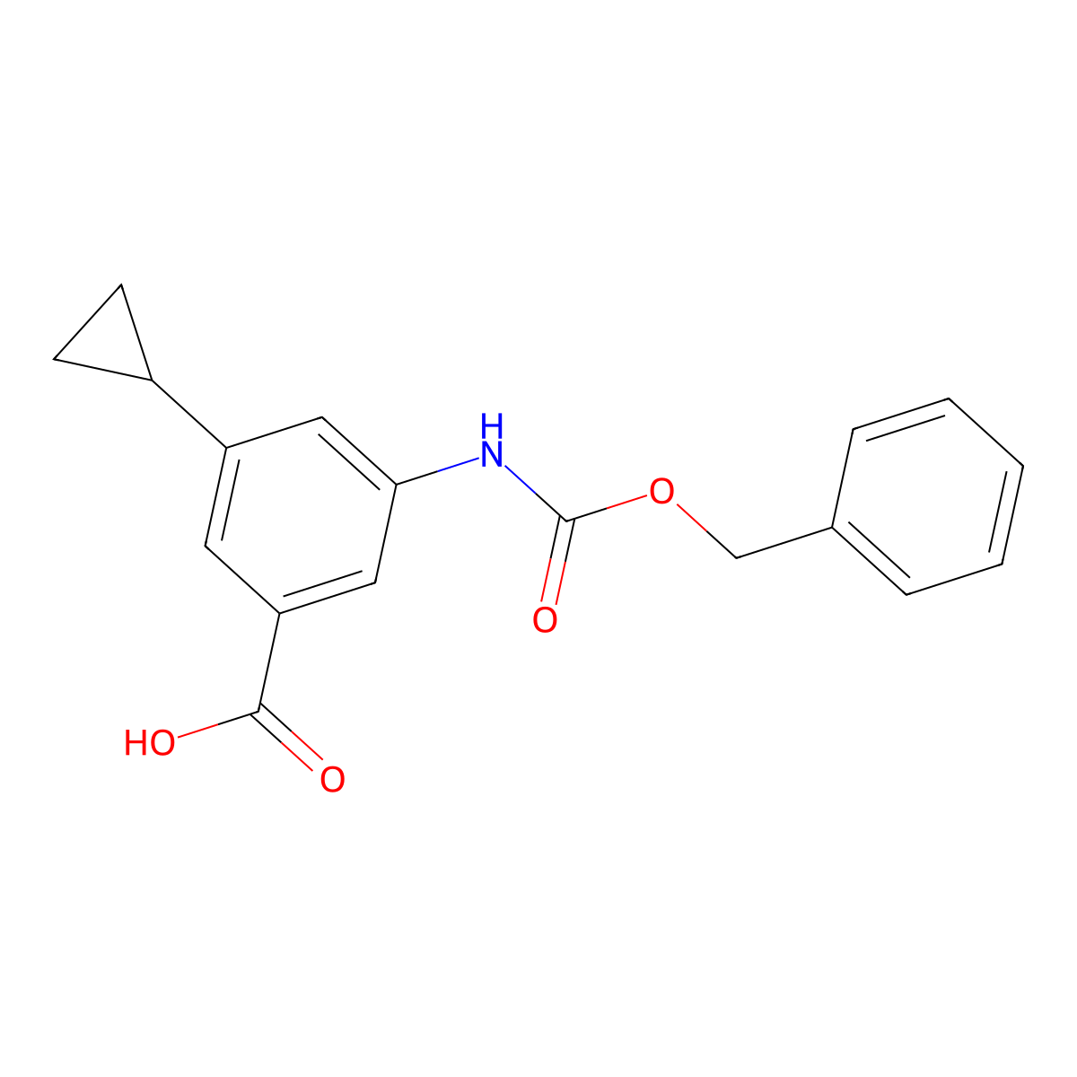 3-{[(Benzyloxy)carbonyl]amino}-5-cyclopropylbenzoic acid molecular structure, CAS 2757953-03-8