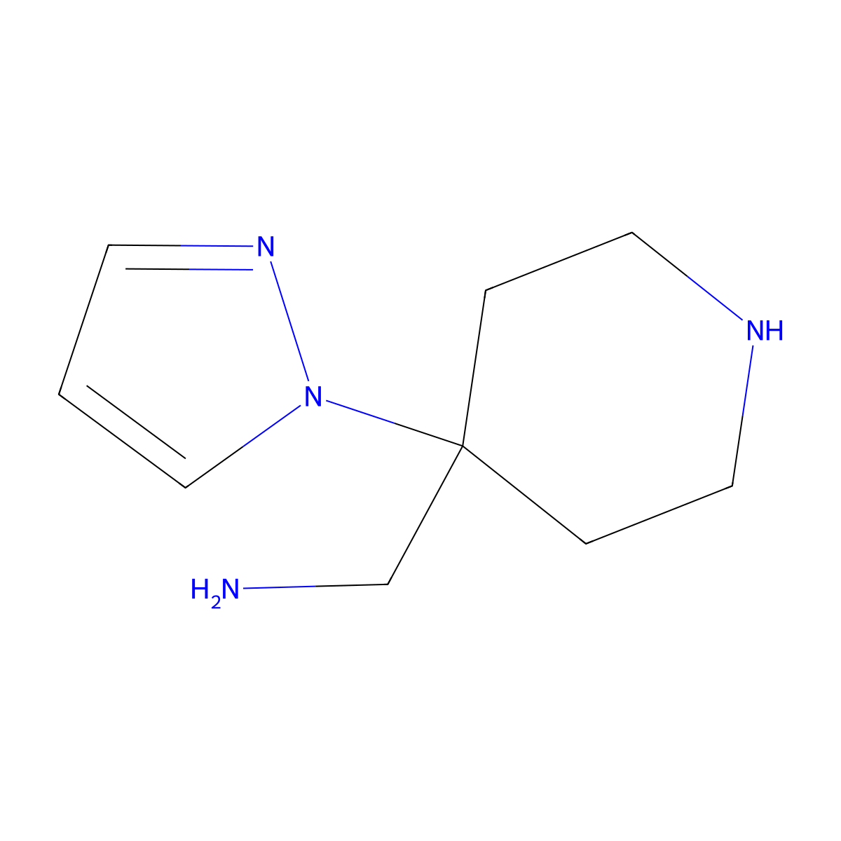 1-[4-(1H-pyrazol-1-yl)piperidin-4-yl]methanamine molecular structure, CAS 2757953-04-9