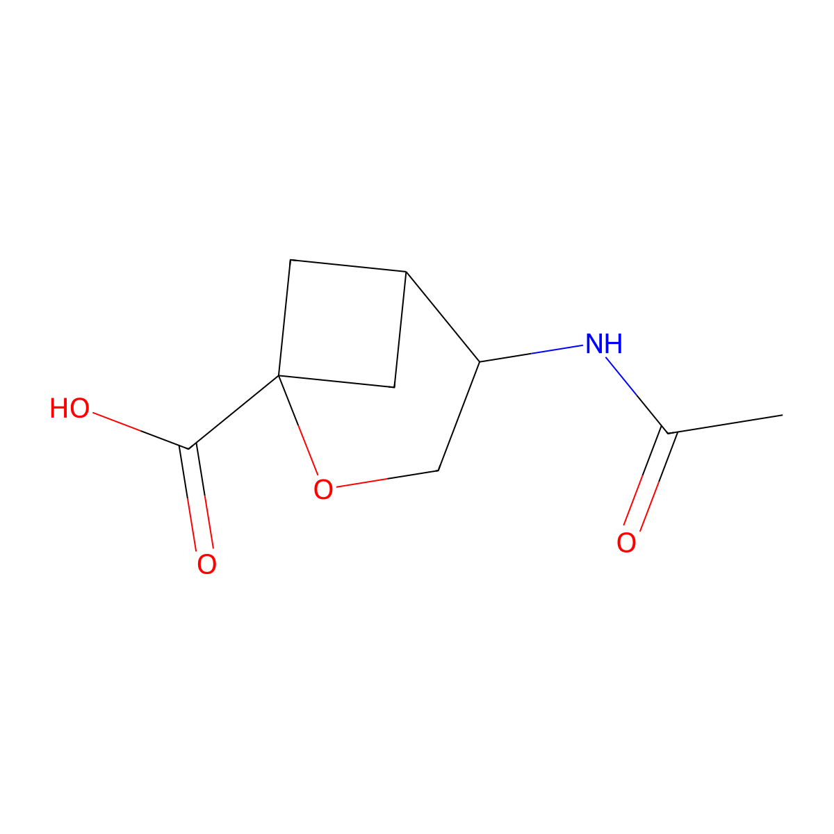 4-Acetamido-2-oxabicyclo[3.1.1]heptane-1-carboxylic acid molecular structure, CAS 2757953-06-1