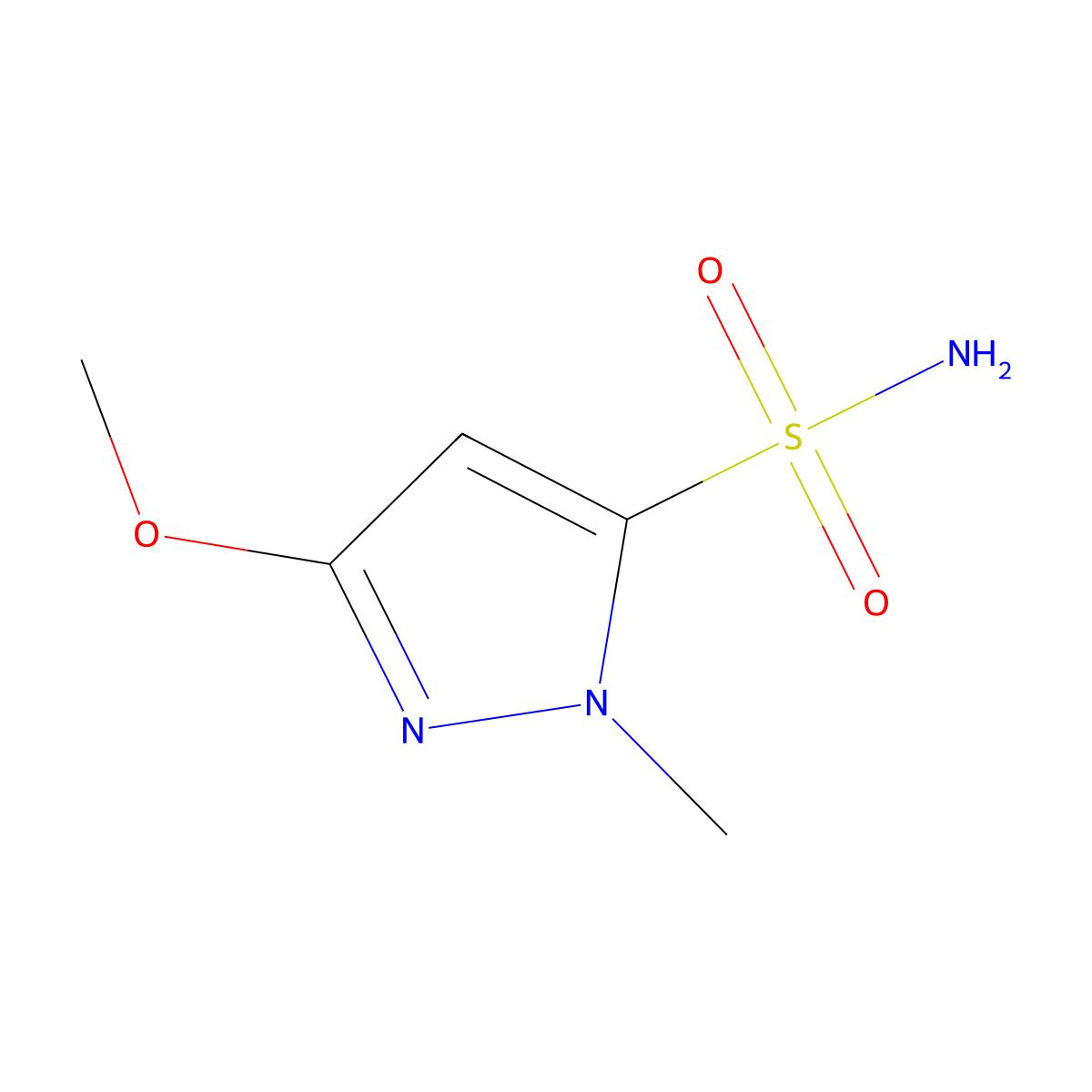 3-methoxy-1-methyl-1H-pyrazole-5-sulfonamide molecular structure, CAS 2757954-71-3