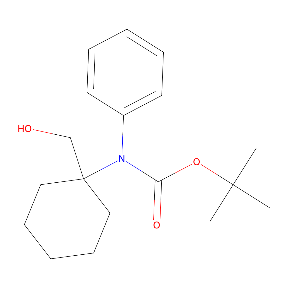 tert-butyl N-[1-(hydroxymethyl)cyclohexyl]-N-phenylcarbamate molecular structure, CAS 2757954-74-6