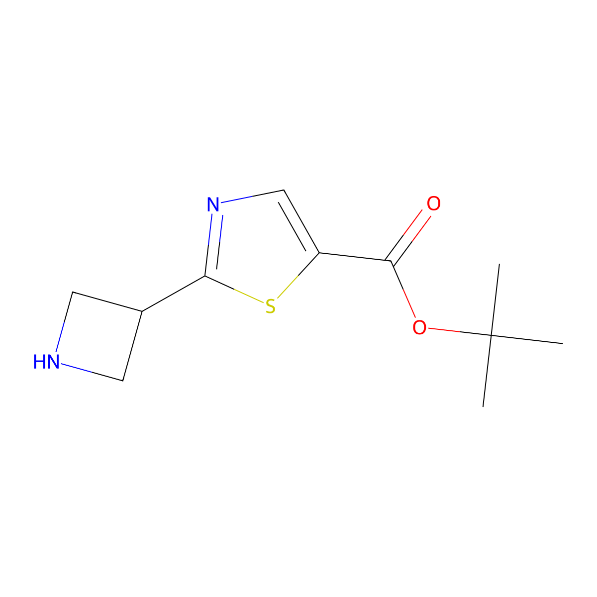 Tert-butyl 2-(azetidin-3-yl)-1,3-thiazole-5-carboxylate molecular structure, CAS 2757954-88-2