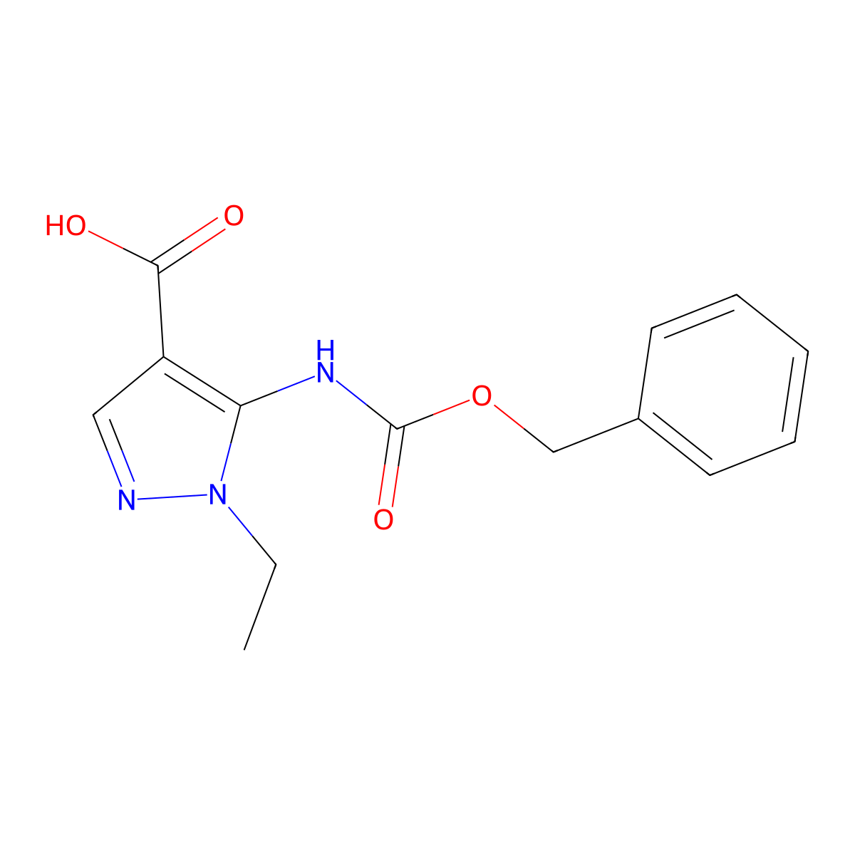 5-{[(benzyloxy)carbonyl]amino}-1-ethyl-1H-pyrazole-4-carboxylic acid molecular structure, CAS 2757954-92-8