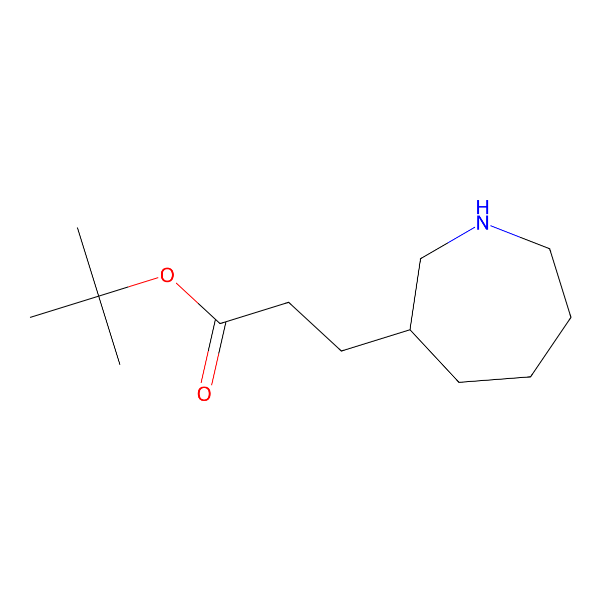 Tert-butyl 3-(azepan-3-yl)propanoate molecular structure, CAS 2757954-94-0
