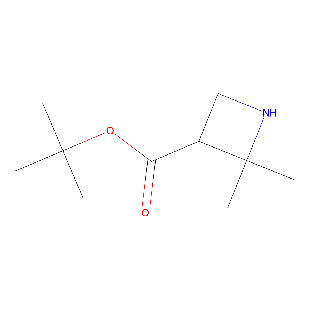 Tert-butyl 2,2-dimethylazetidine-3-carboxylate molecular structure, CAS 2757954-97-3