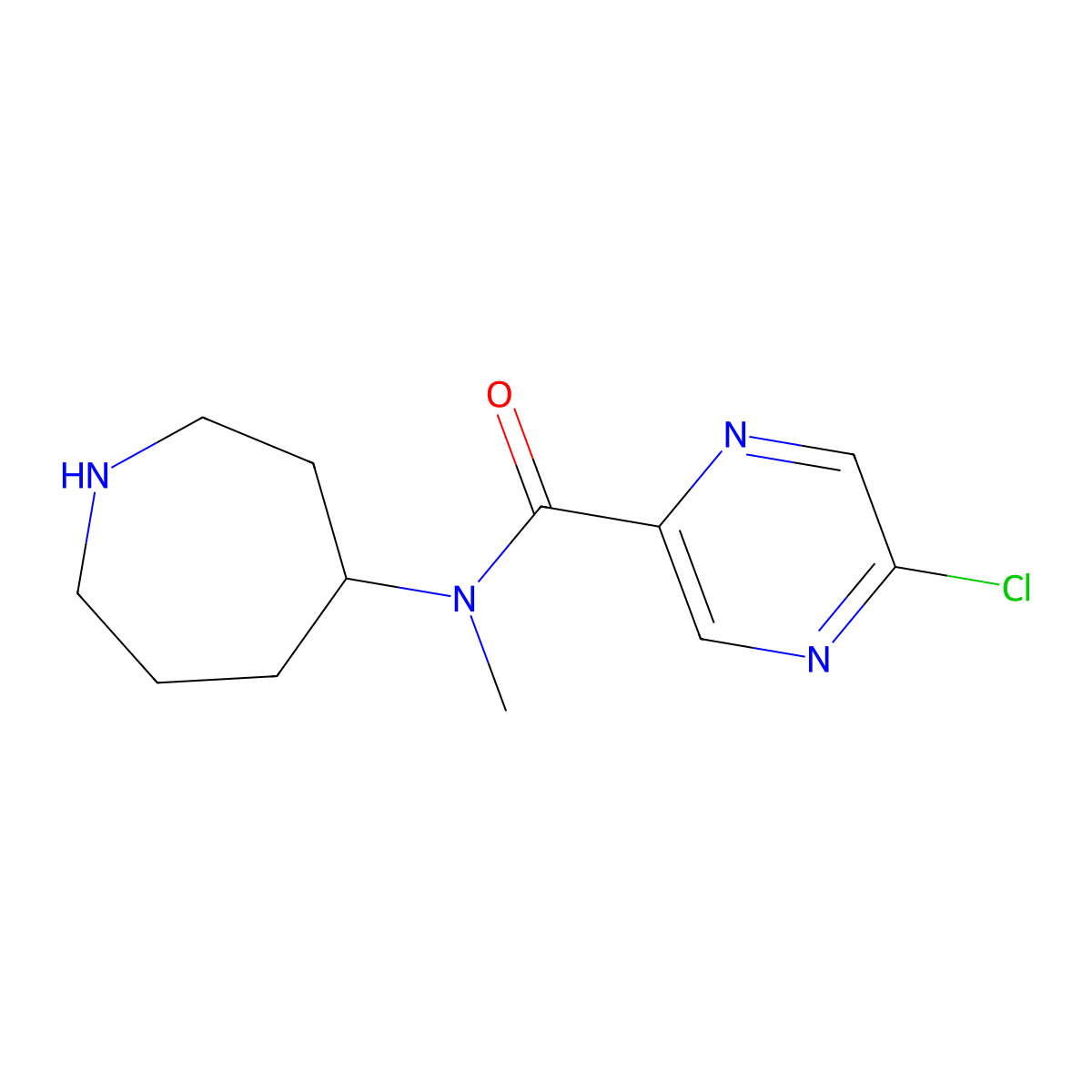 N-(azepan-4-yl)-5-chloro-N-methylpyrazine-2-carboxamide molecular structure, CAS 2757954-99-5